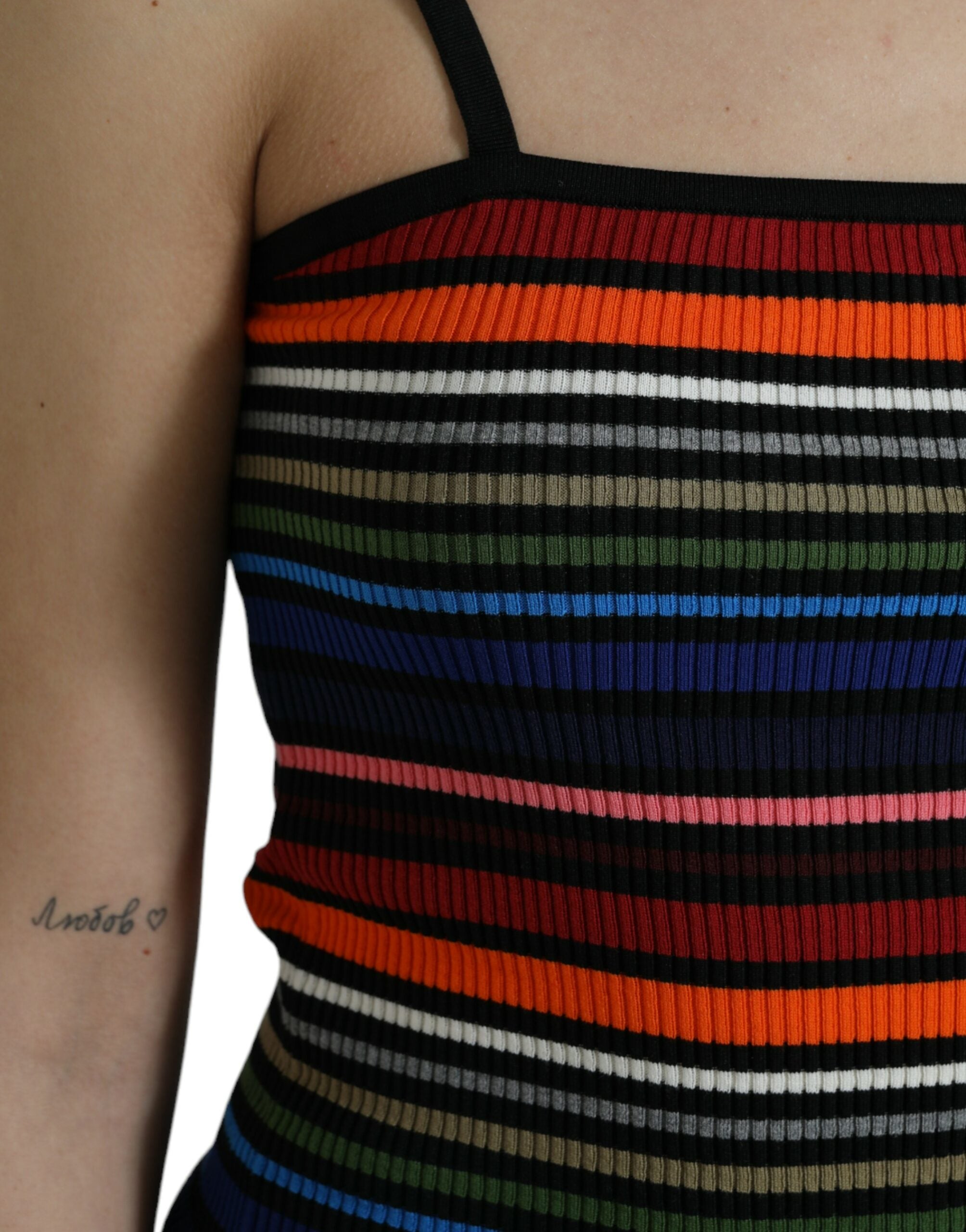 Tanktop met spaghettibandjes en veelkleurige strepen