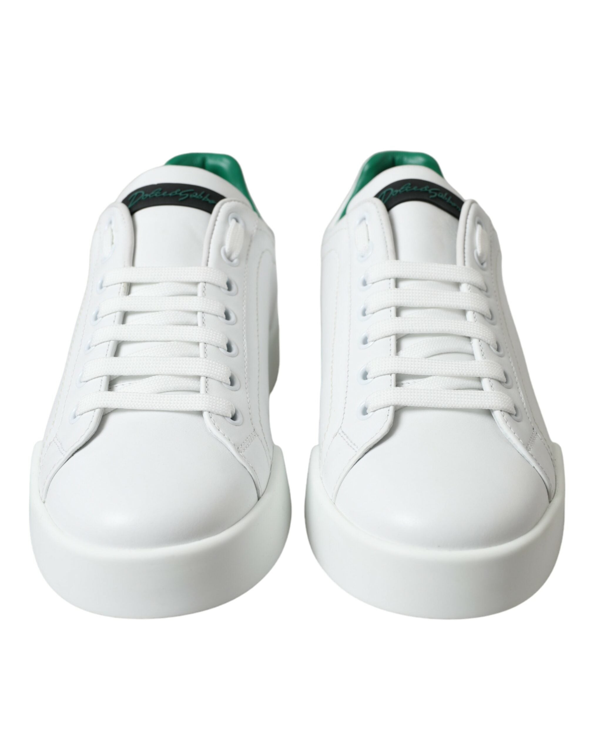 Witte groene leren Portofino sneakers