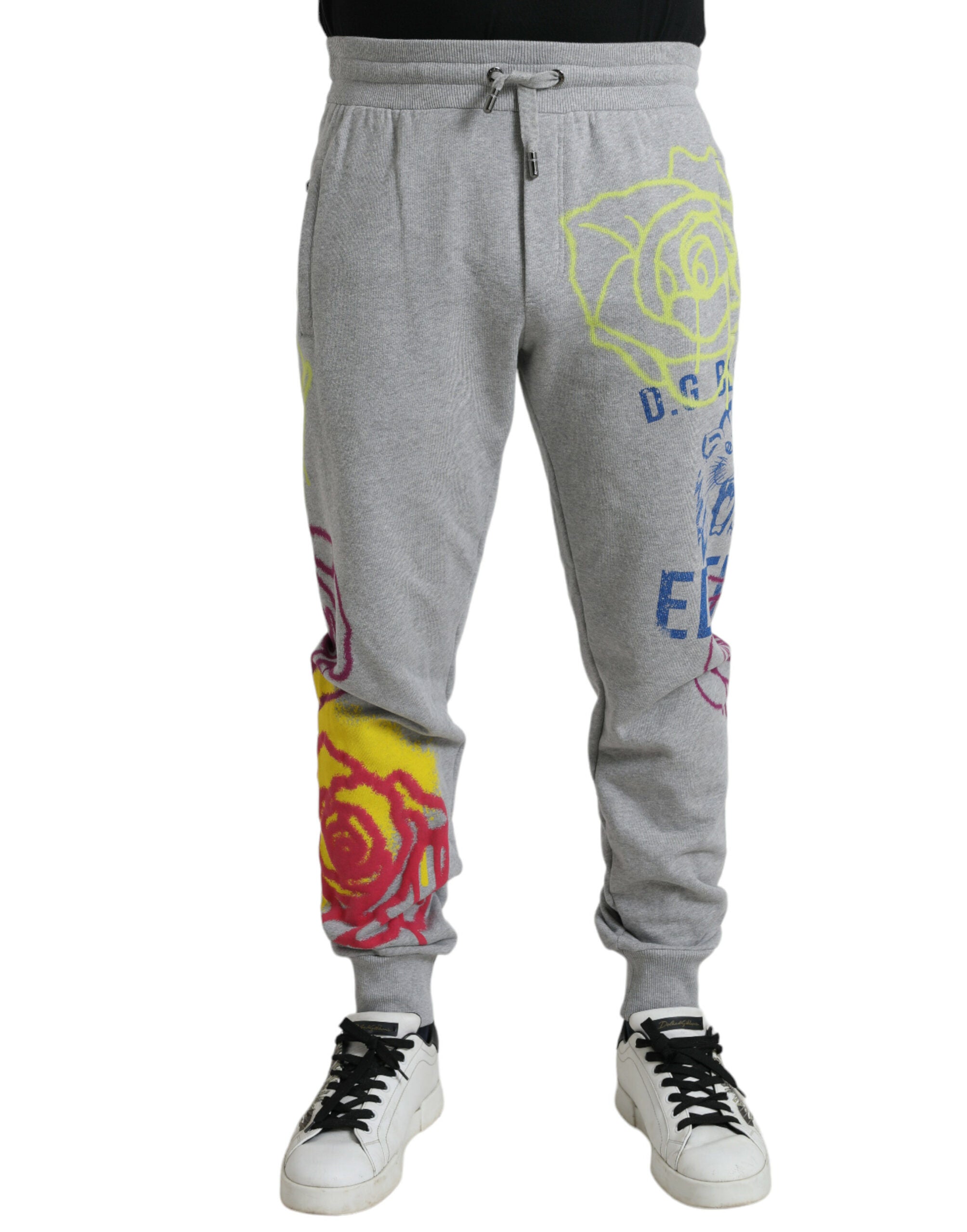 Grijze katoenen graffiti joggingbroek