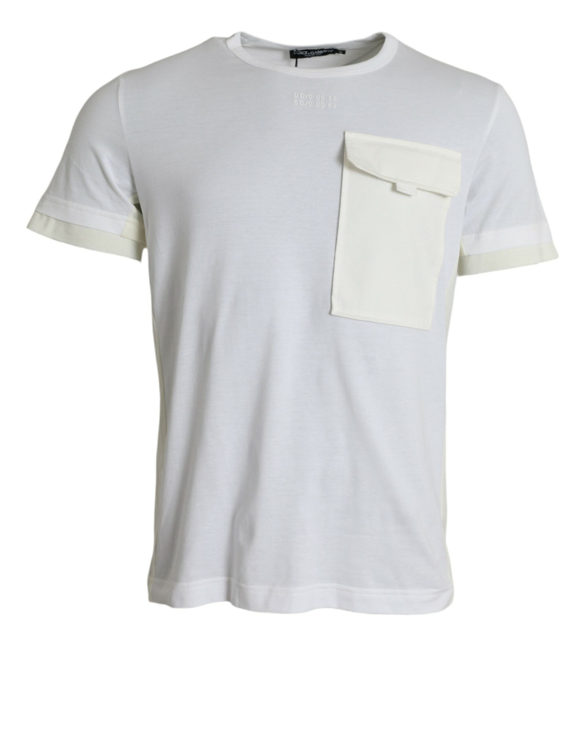 Wit katoenen T-shirt met korte mouwen en zakje