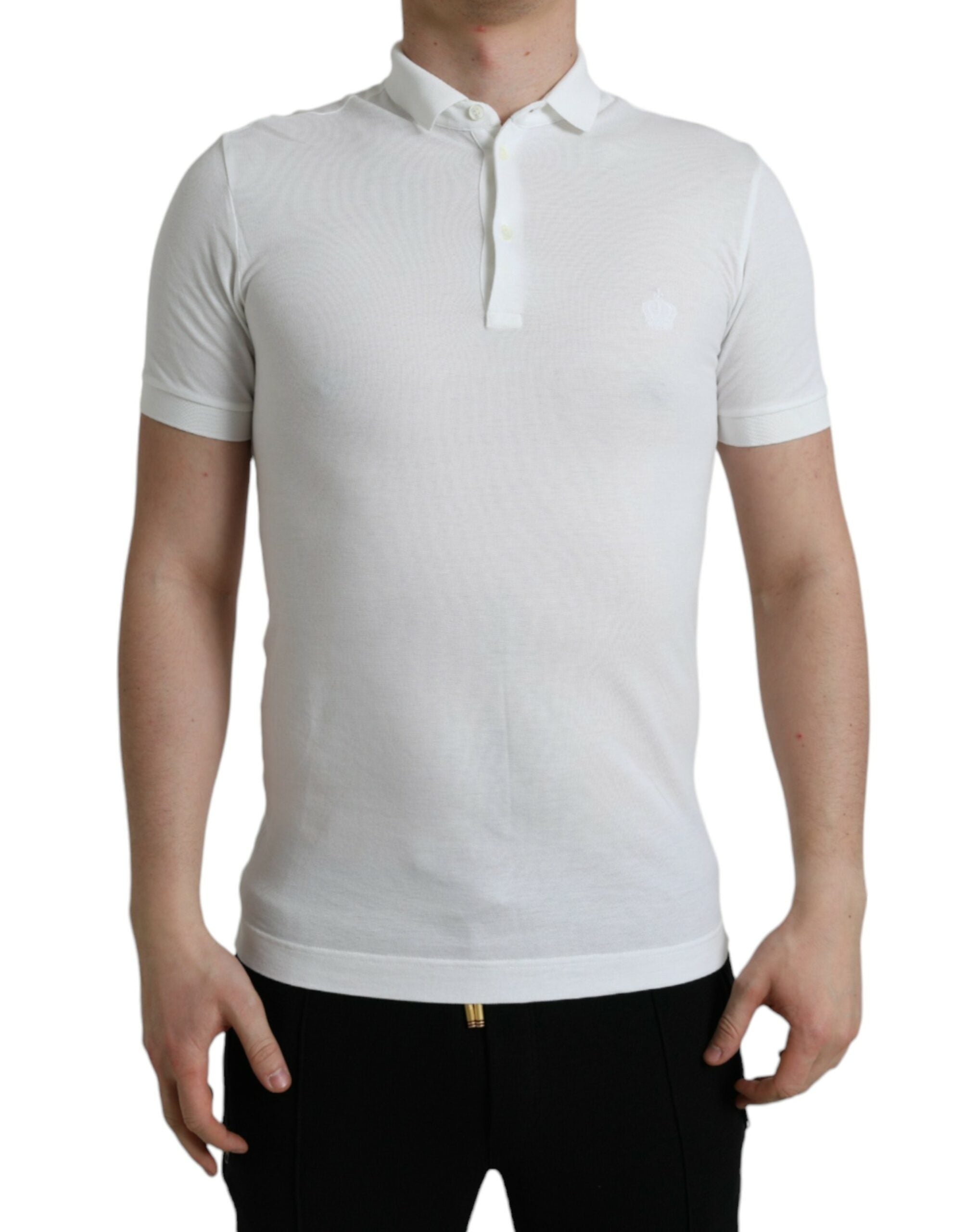 Wit kraag T-shirt met korte mouwen en kroon