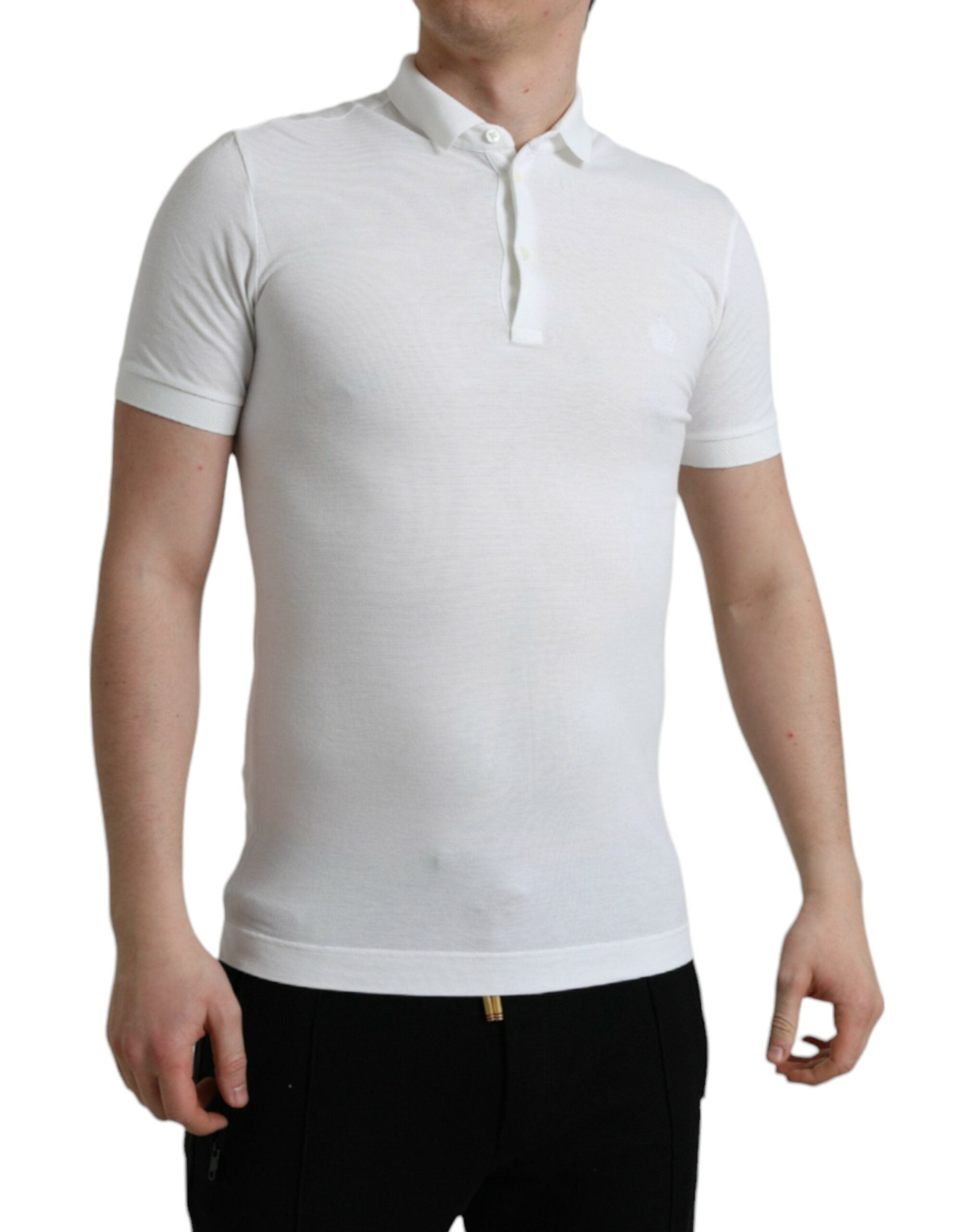 Wit kraag T-shirt met korte mouwen en kroon