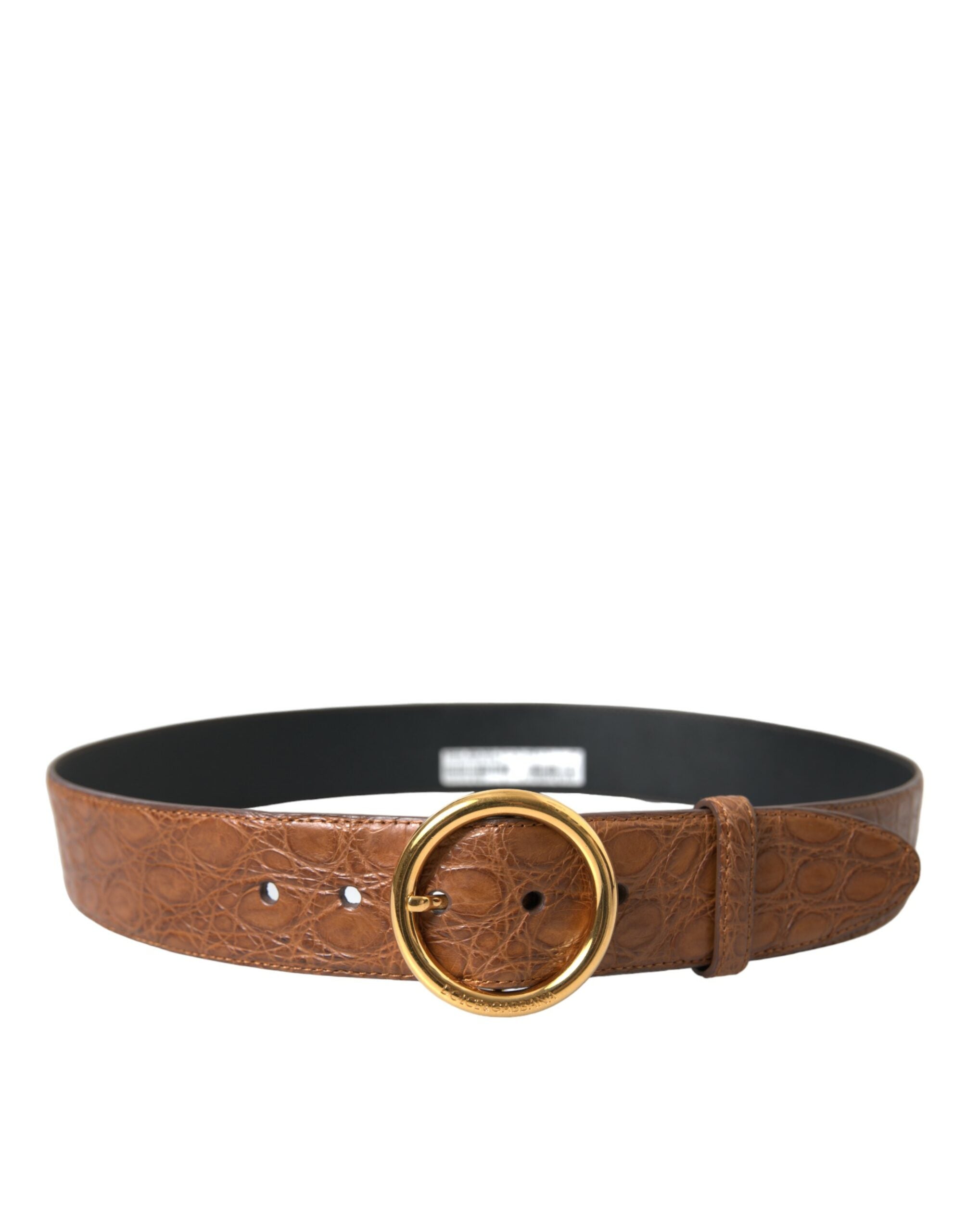 Bruine exotische leren riem met ronde gesp