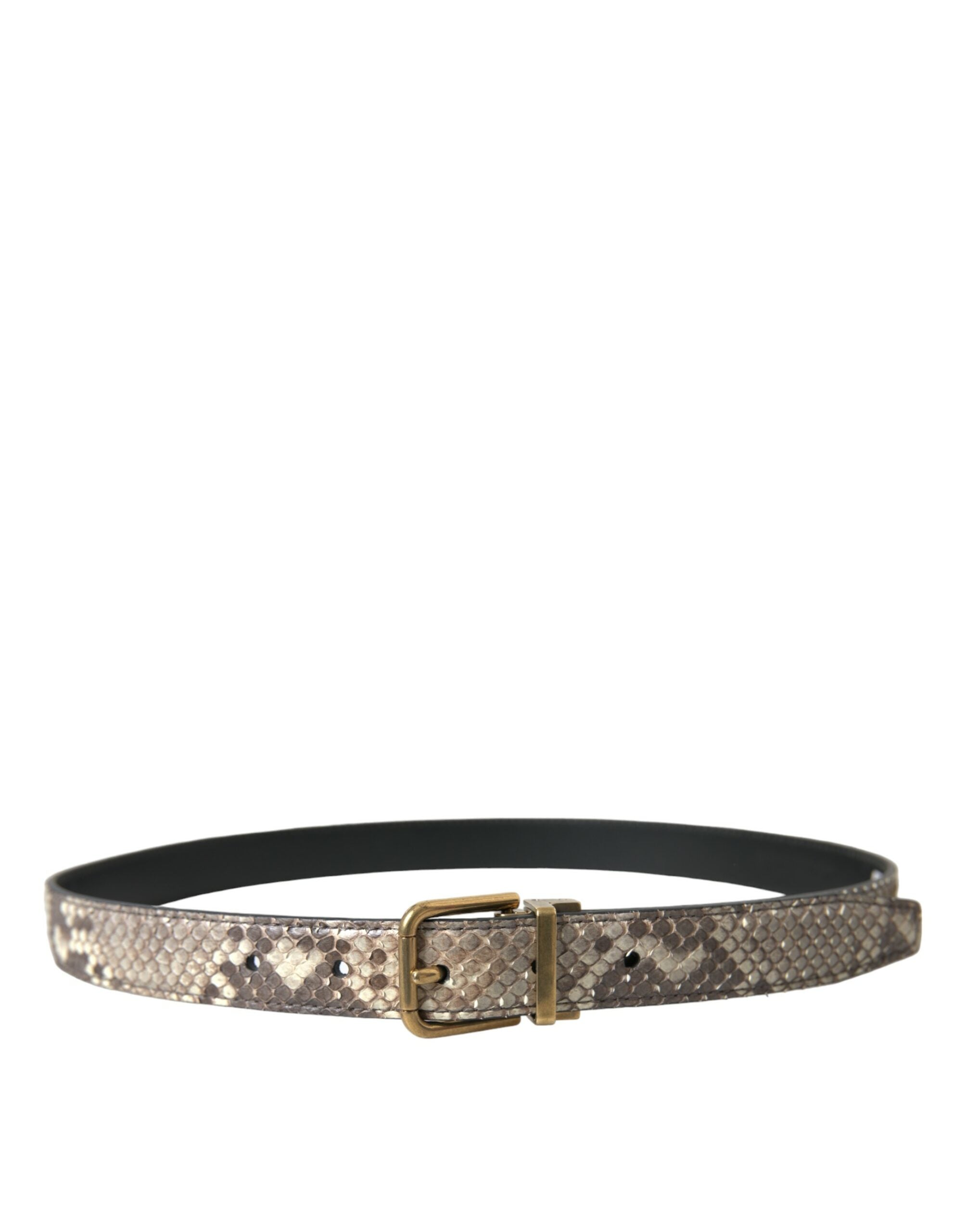 Bruine Python leren riem met gouden metalen gesp