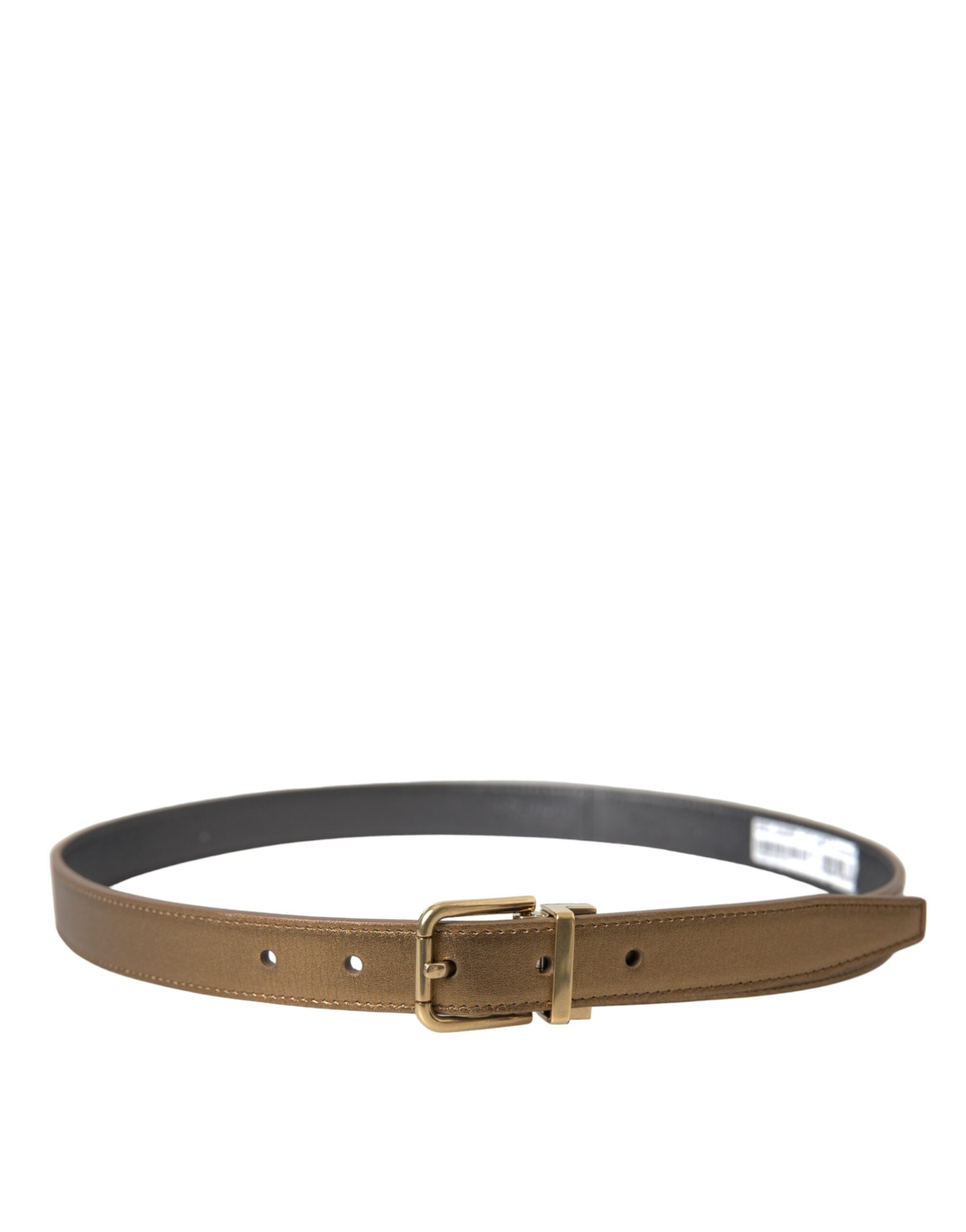 Metallic gouden kalfsleren riem met metalen gesp