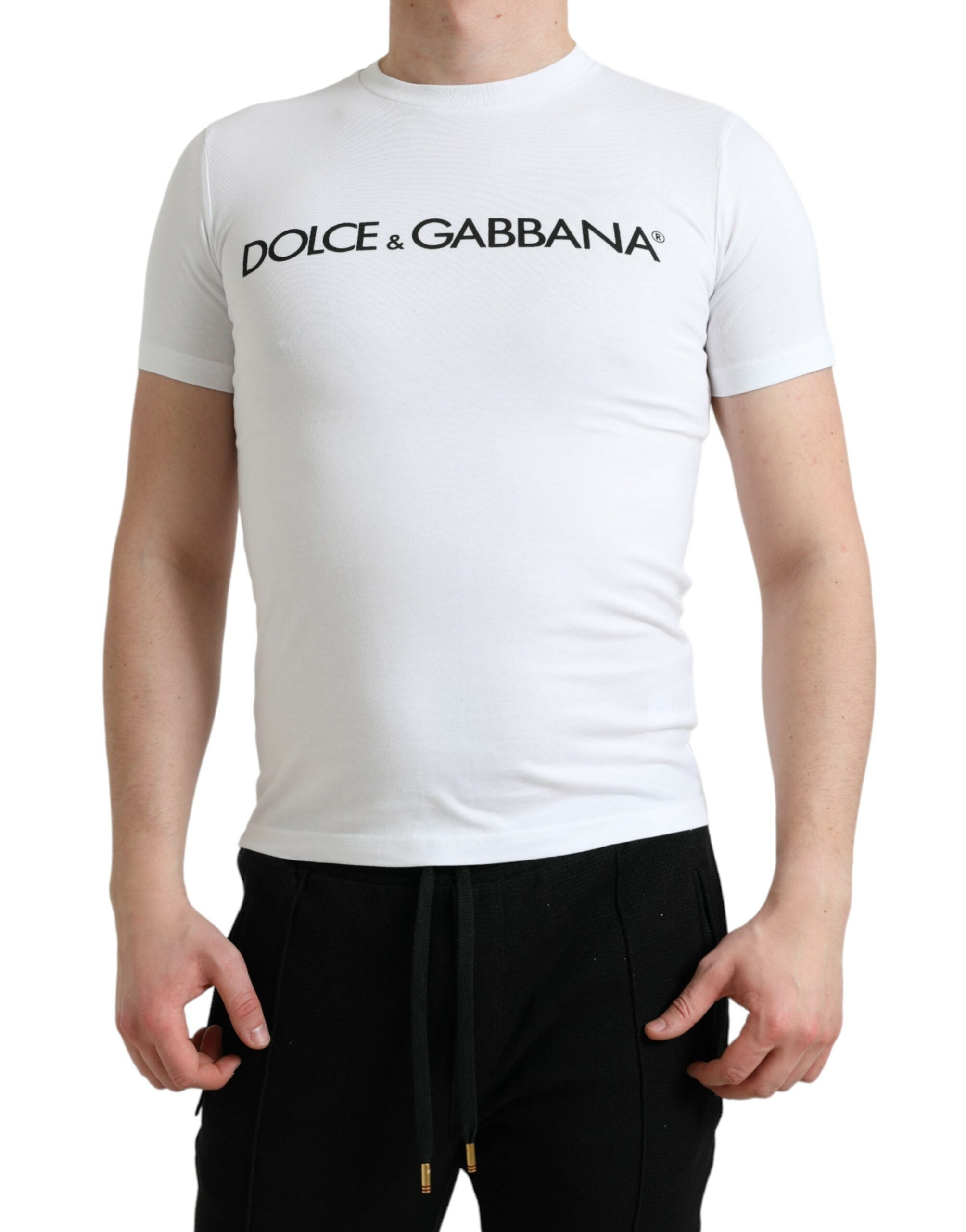 Wit T-shirt met ronde hals en logoprint van katoen