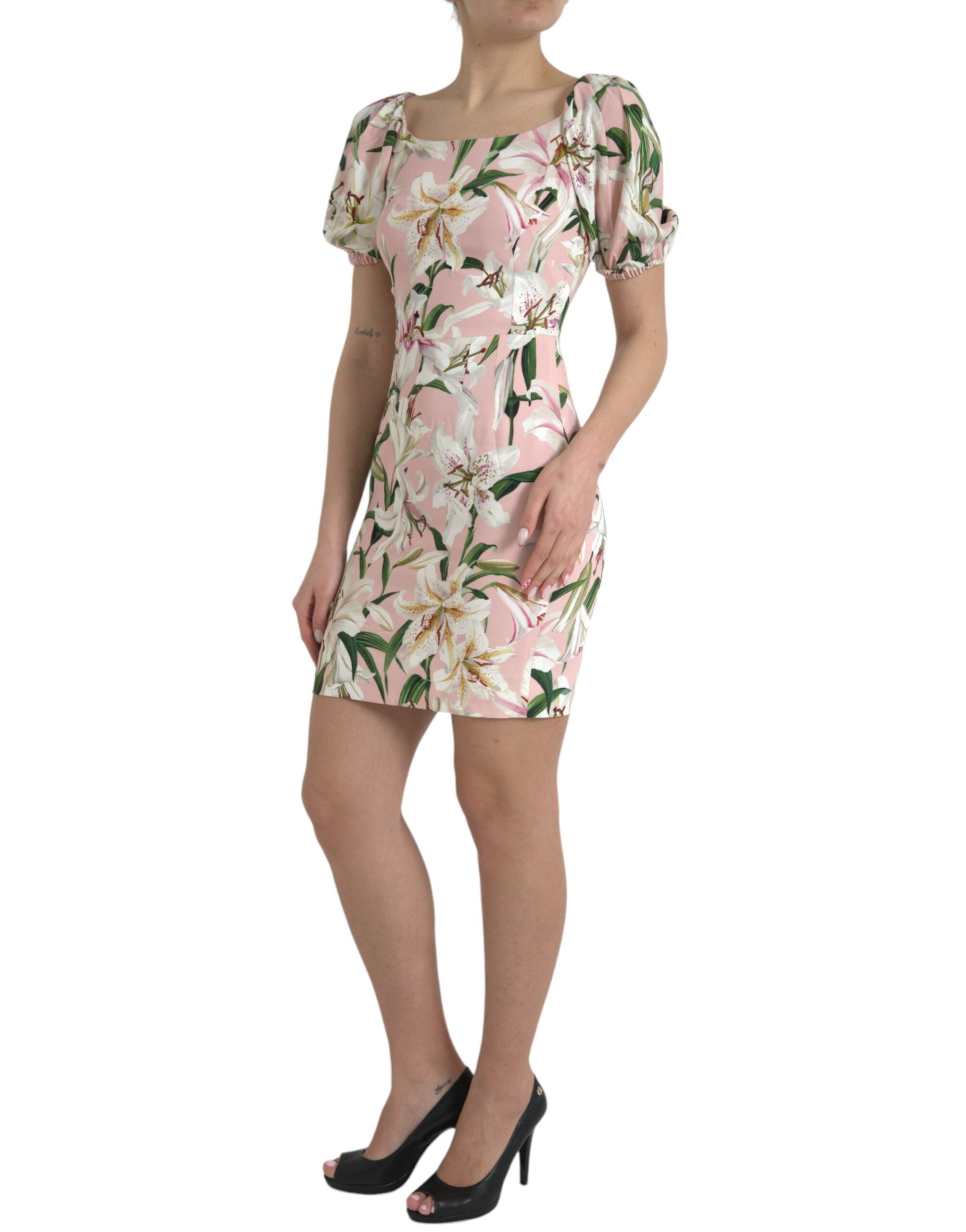 Roze lelie viscose mantel stretch mini-jurk