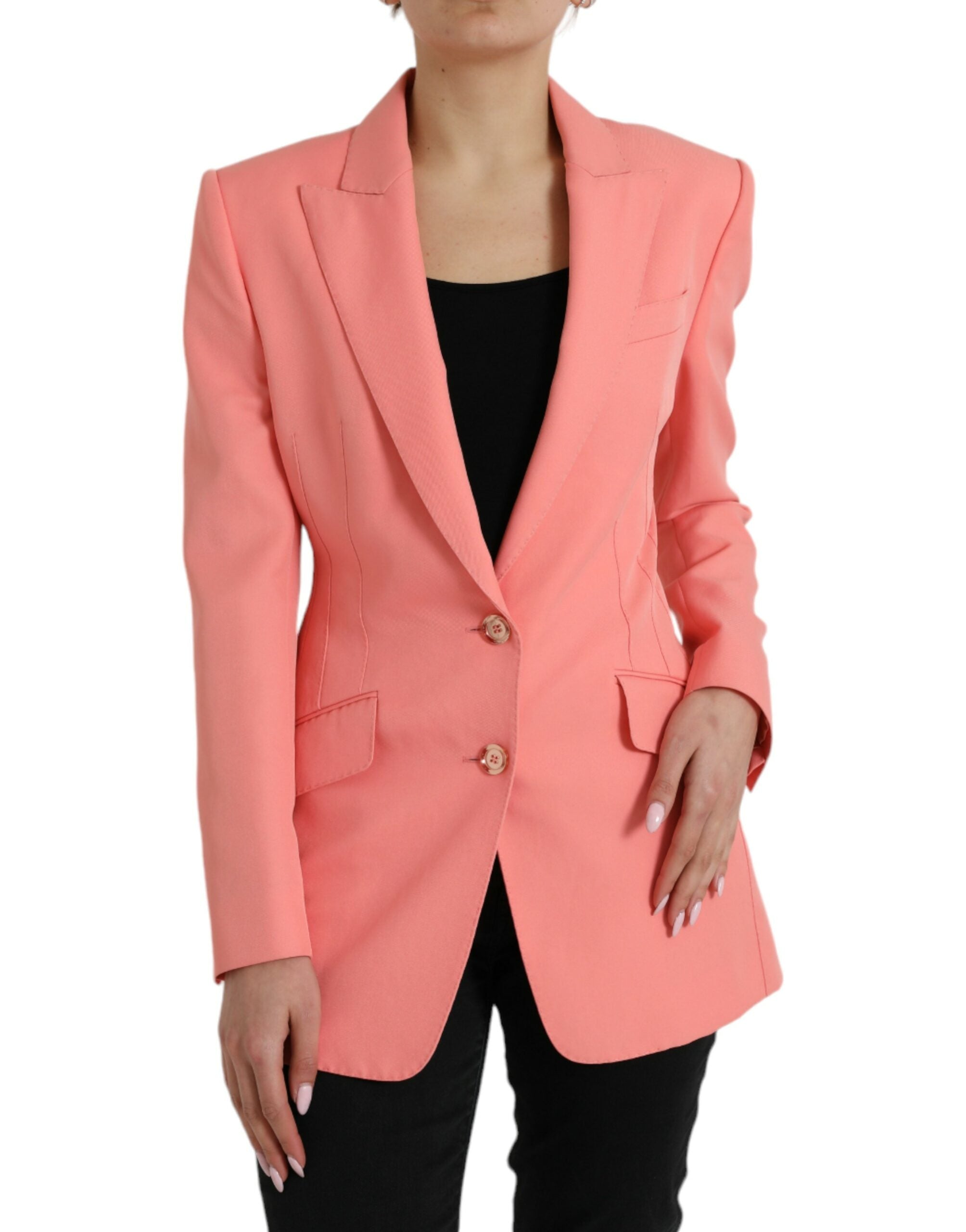 Roze polyester enkelrijs blazerjasje