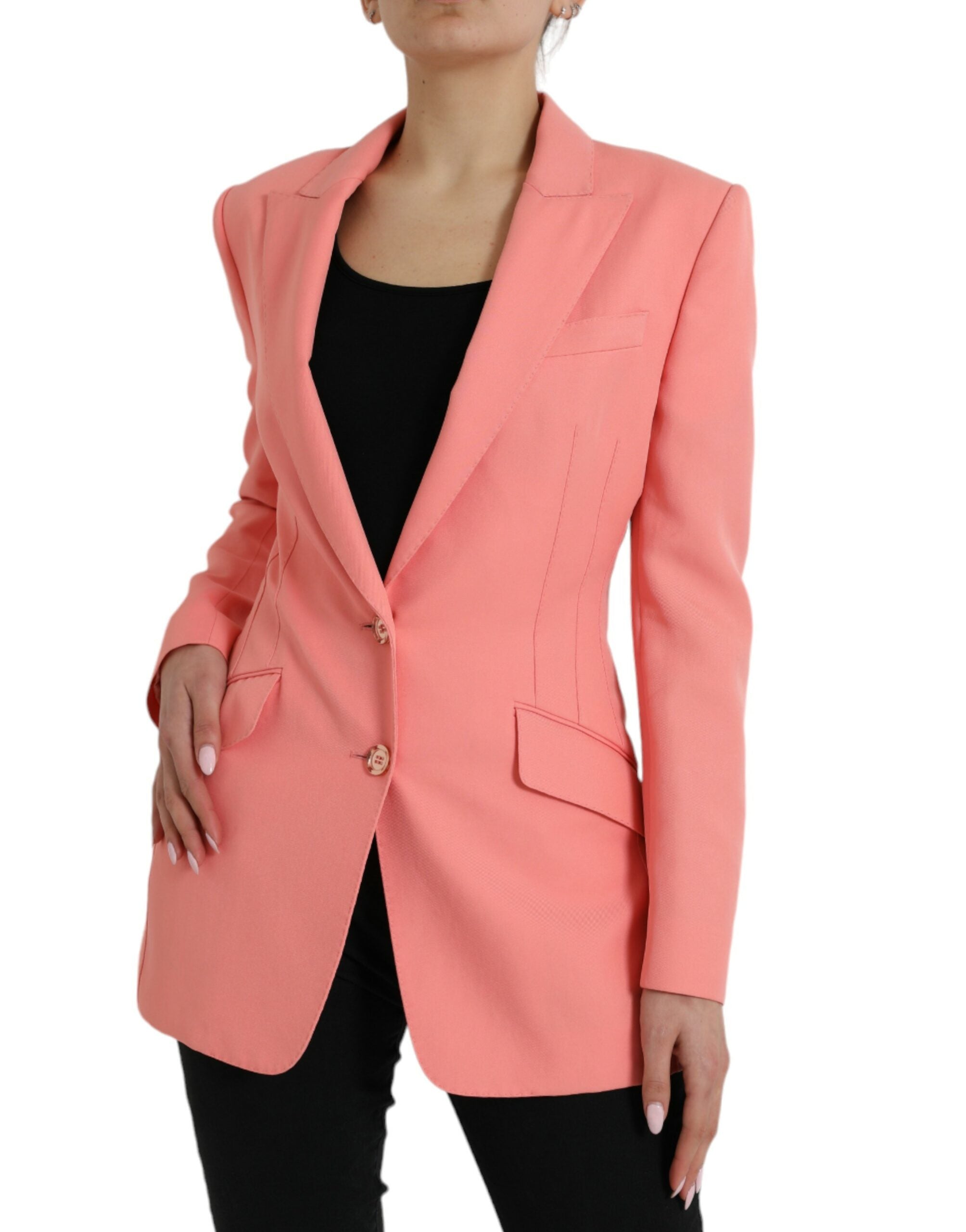 Roze polyester enkelrijs blazerjasje