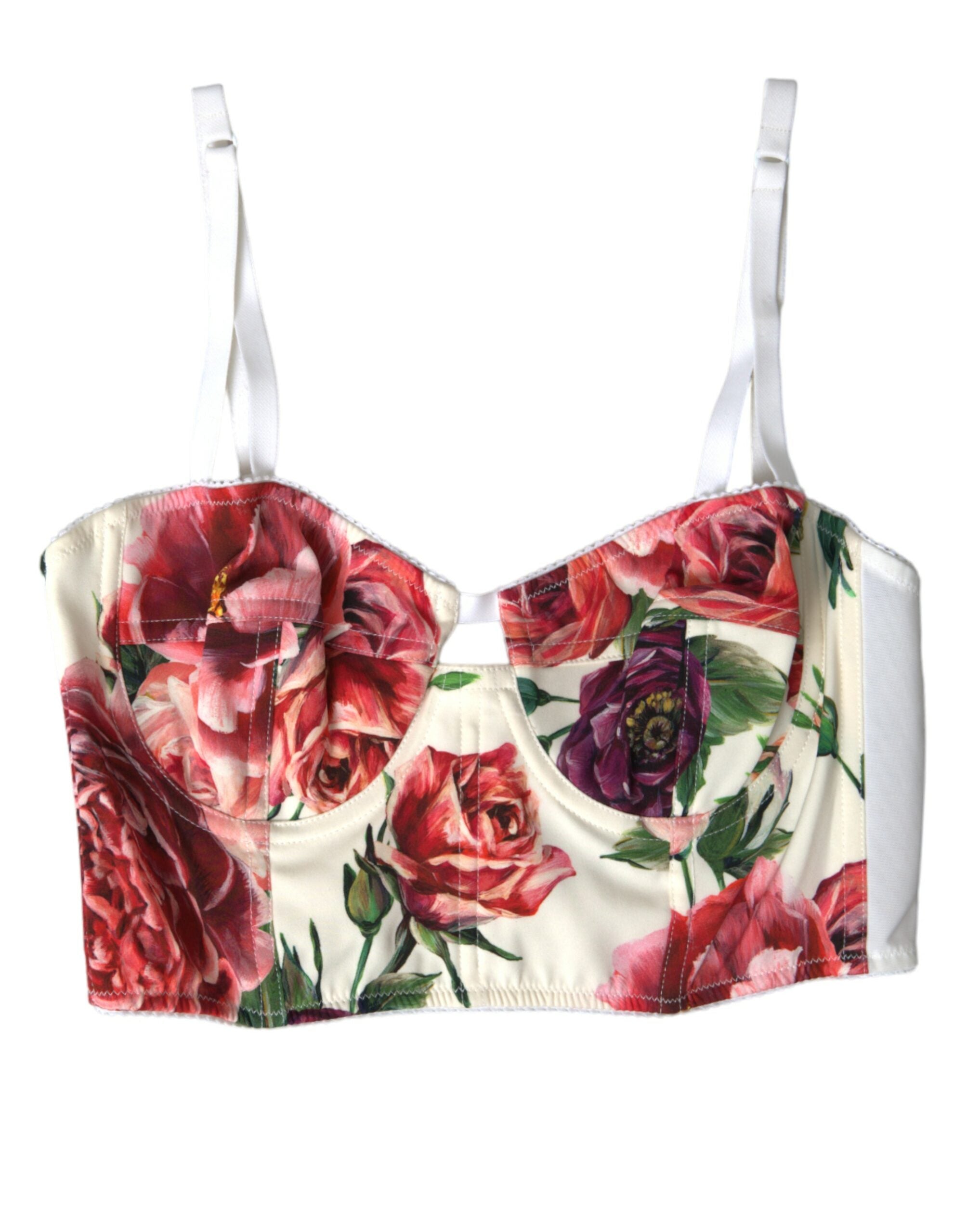 Meerkleurige bloemenprint mouwloze bustier crop top