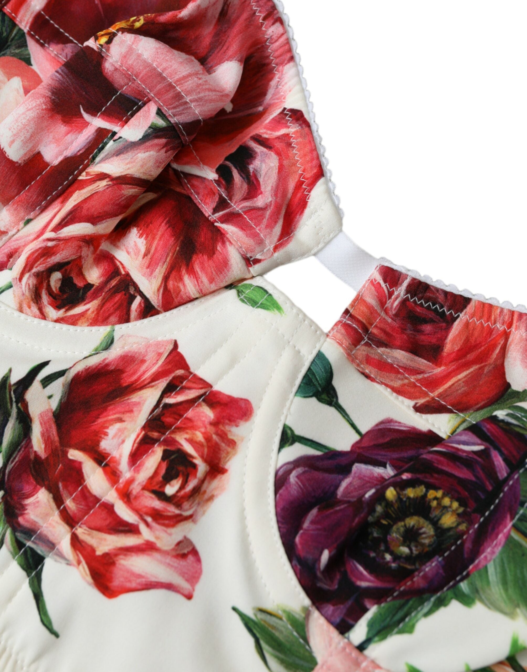 Meerkleurige bloemenprint mouwloze bustier crop top