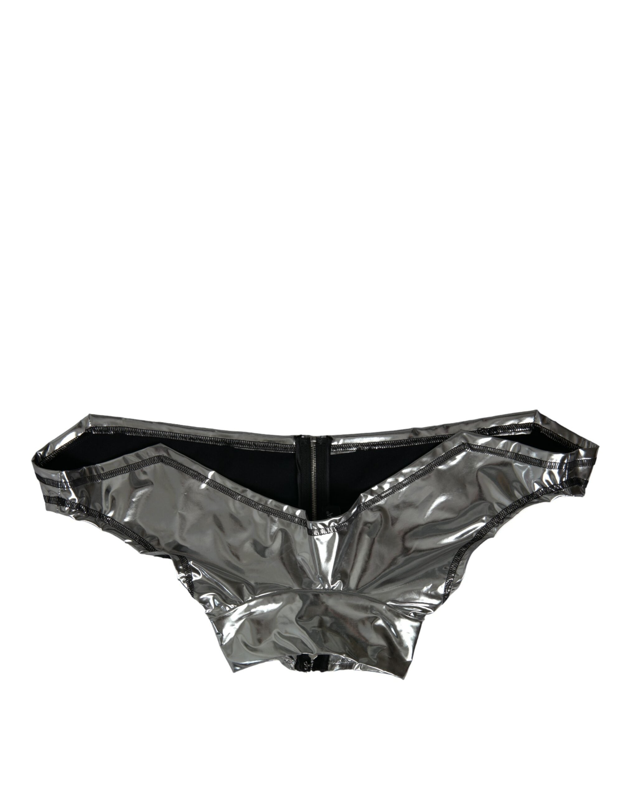 Zilveren polyester stretch top