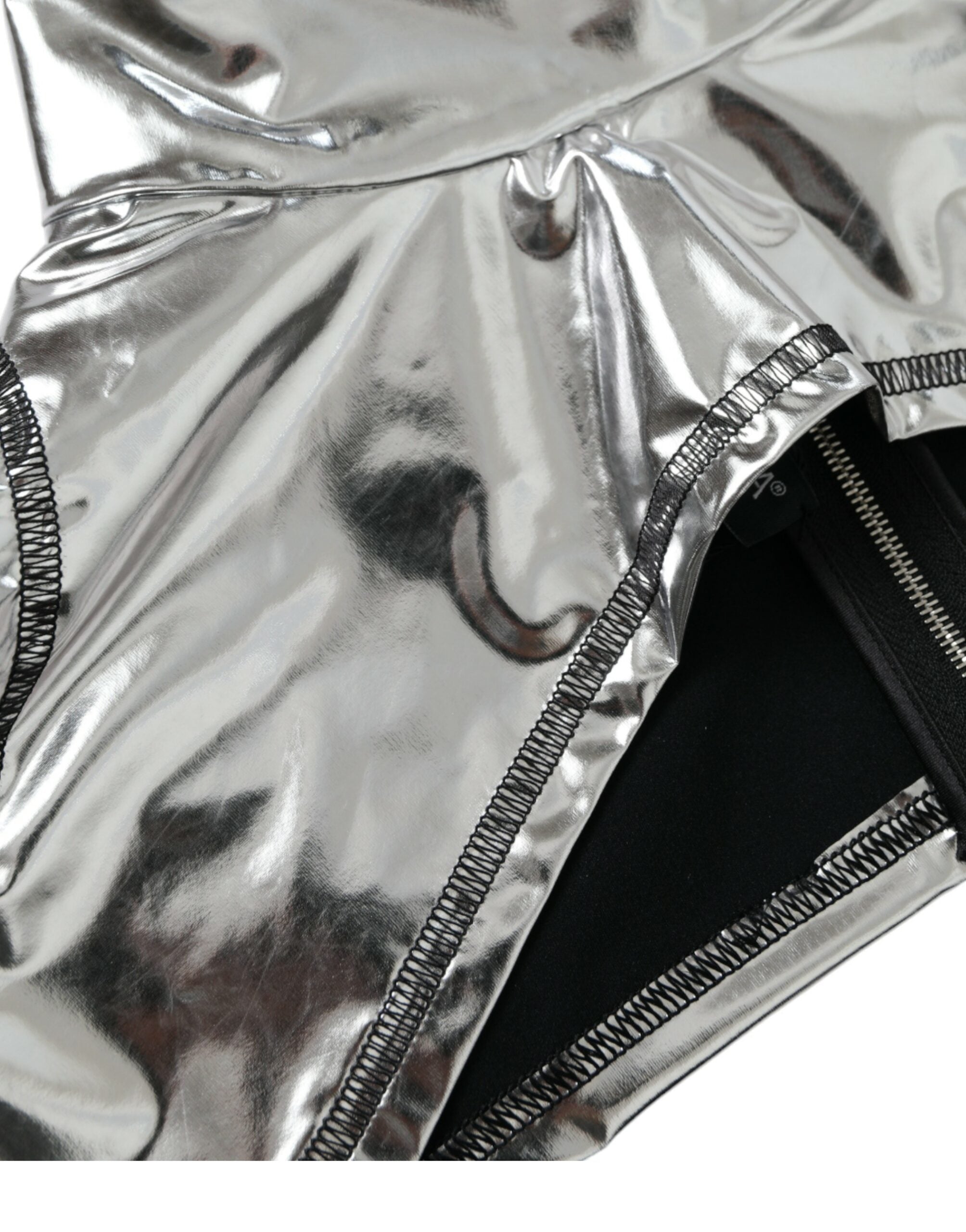 Zilveren polyester stretch top