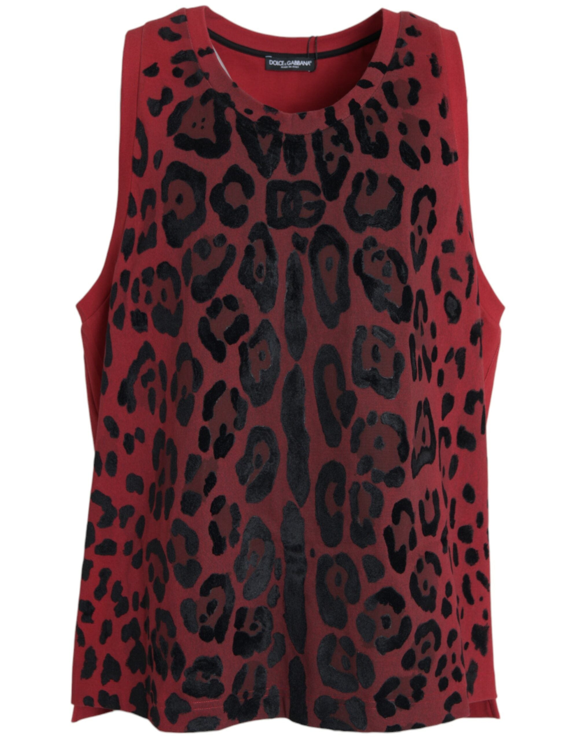 Rood luipaardprint mouwloos tanktop-shirt