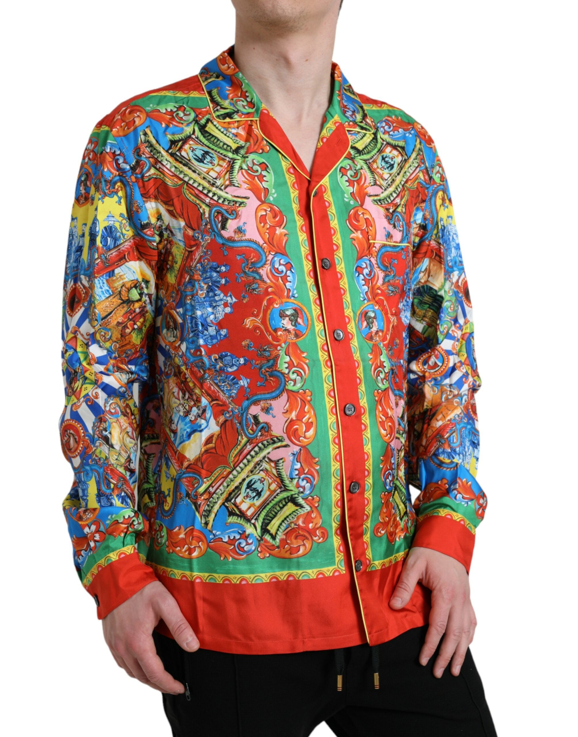 Casual overhemd met veelkleurig patroon en knoopjes