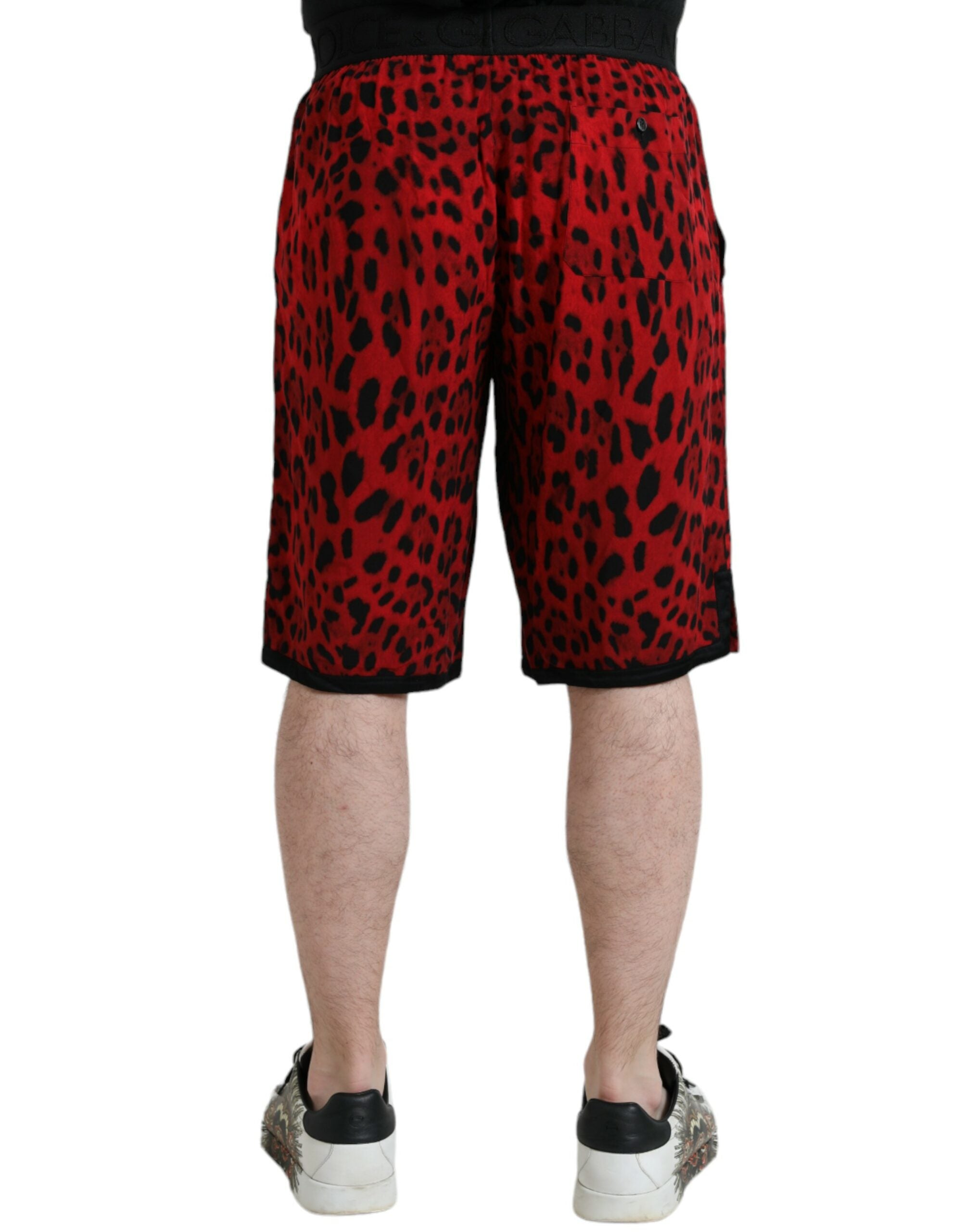 Rode luipaardprint viscose bermuda shorts