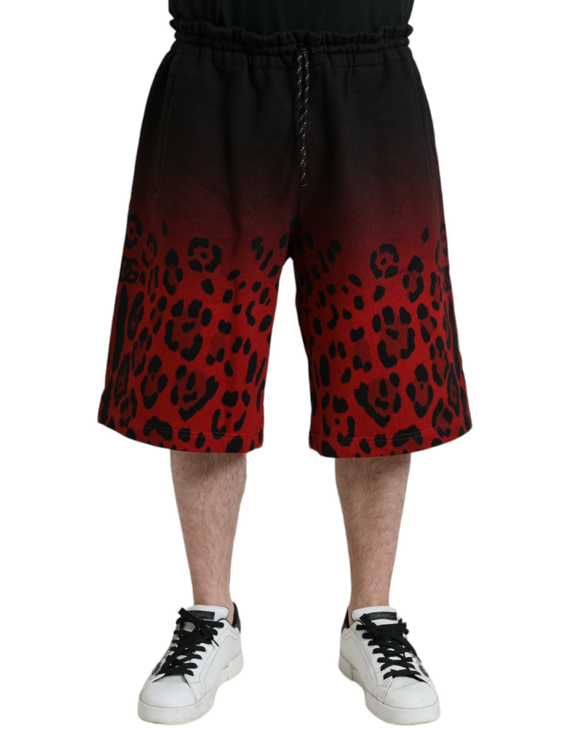 Rode luipaardprint katoenen bermudashorts
