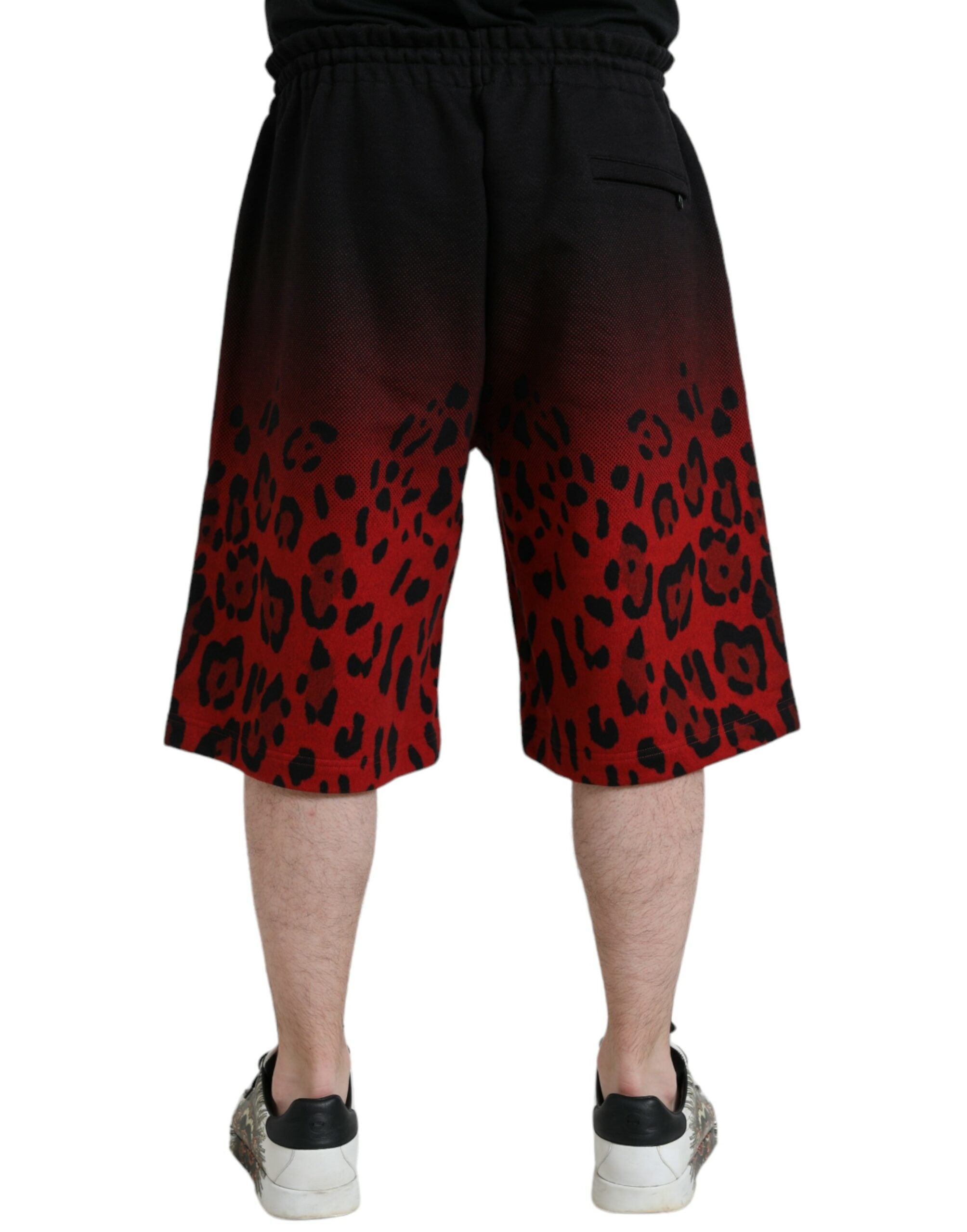 Rode luipaardprint katoenen bermudashorts