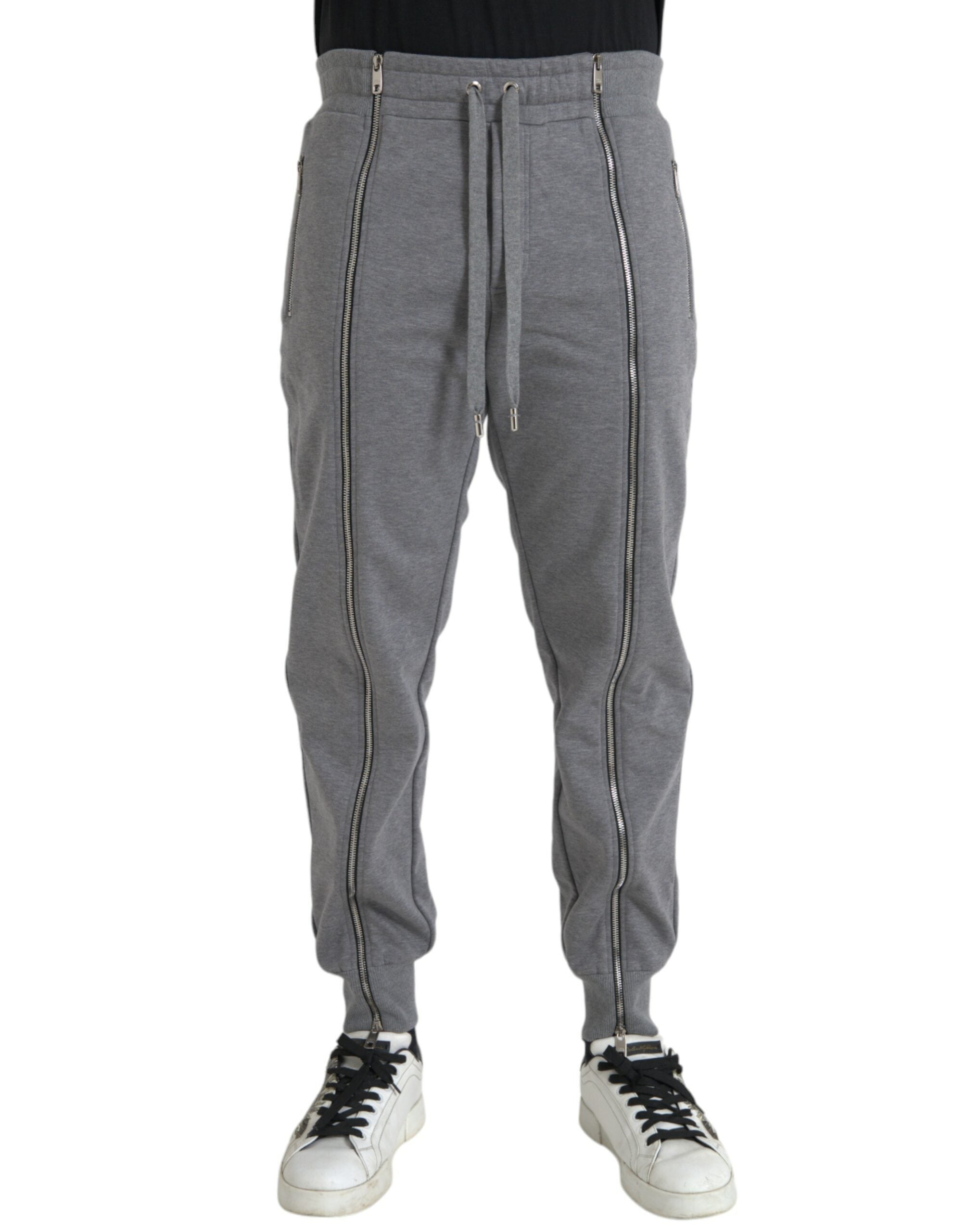 Grijze katoenen joggingbroek met skinny pasvorm