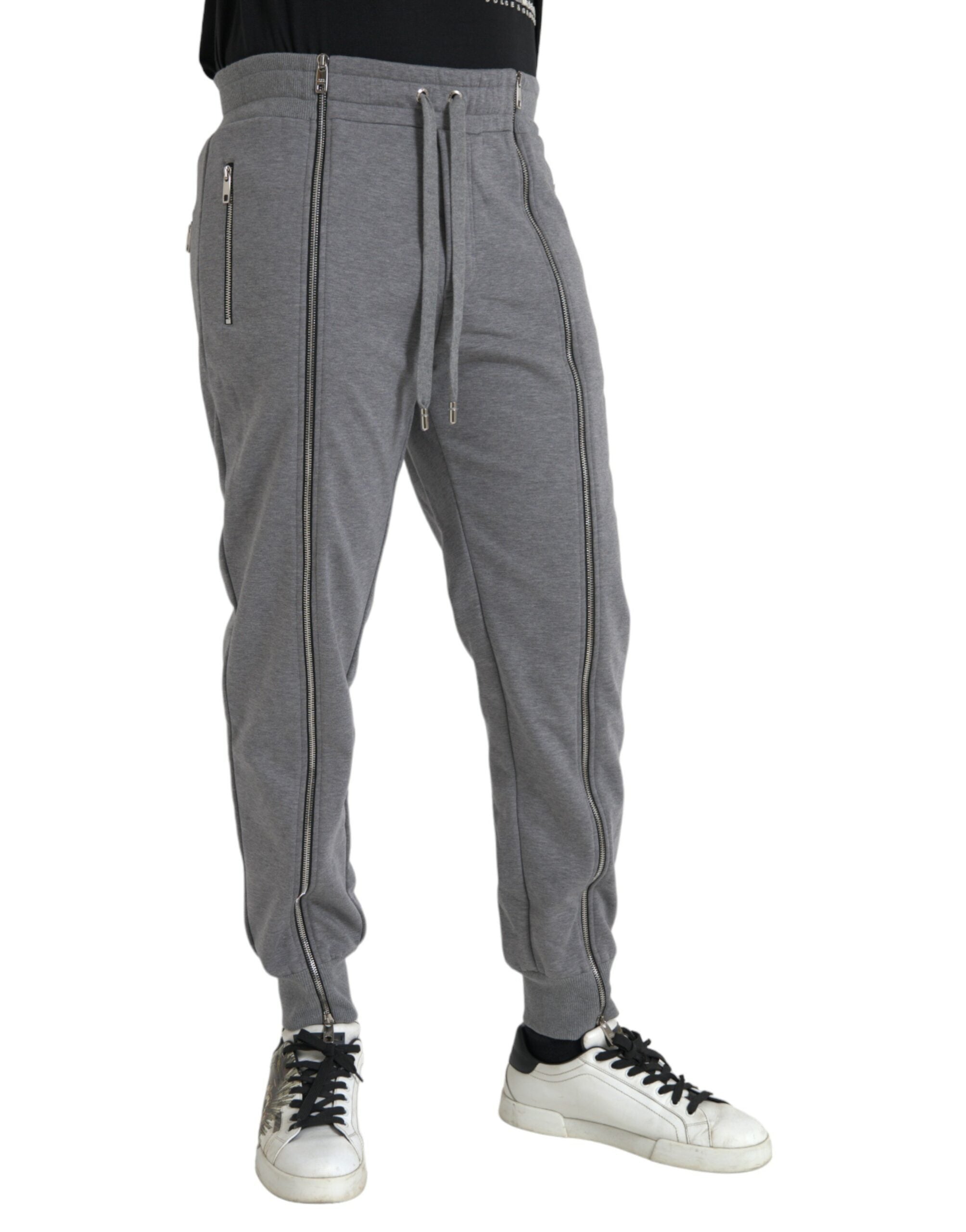 Grijze katoenen joggingbroek met skinny pasvorm