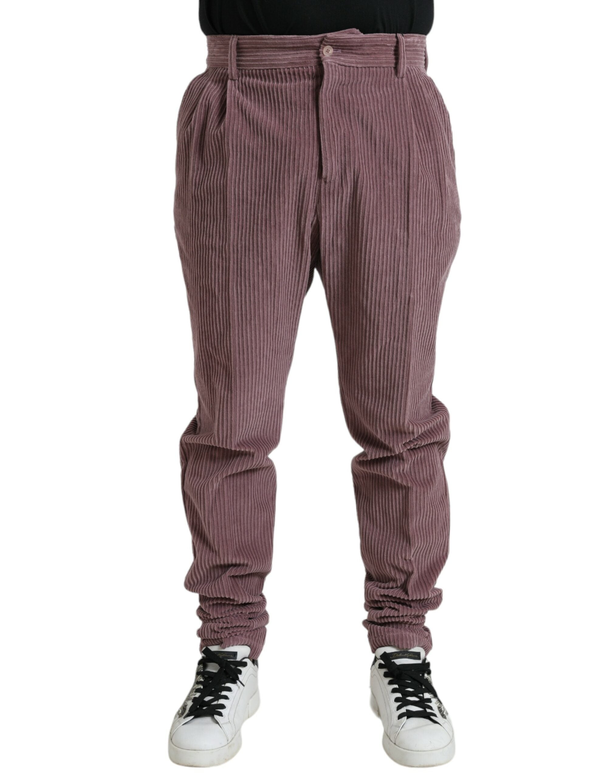 Paarse corduroy katoenen stretch skinny broek