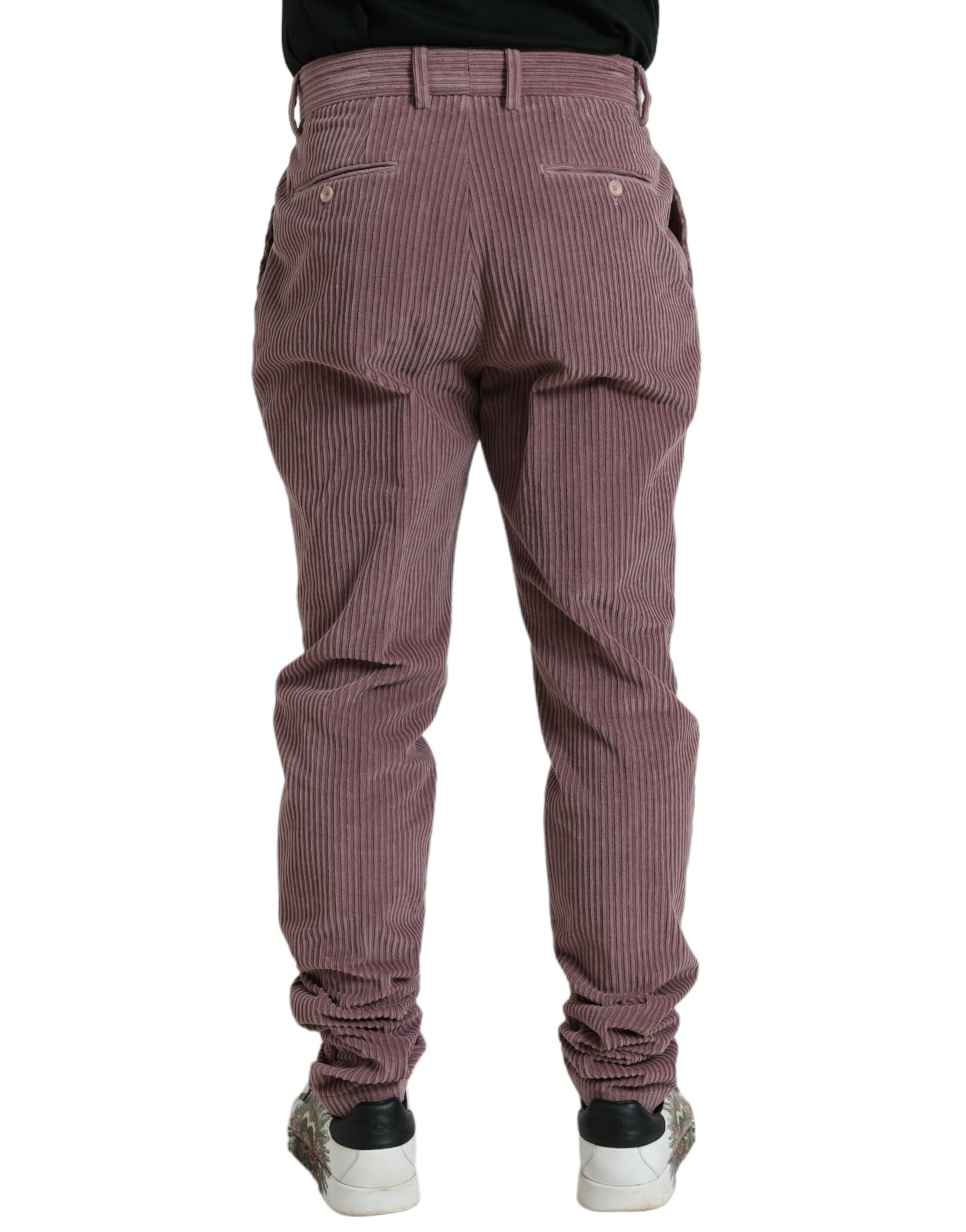 Paarse corduroy katoenen stretch skinny broek