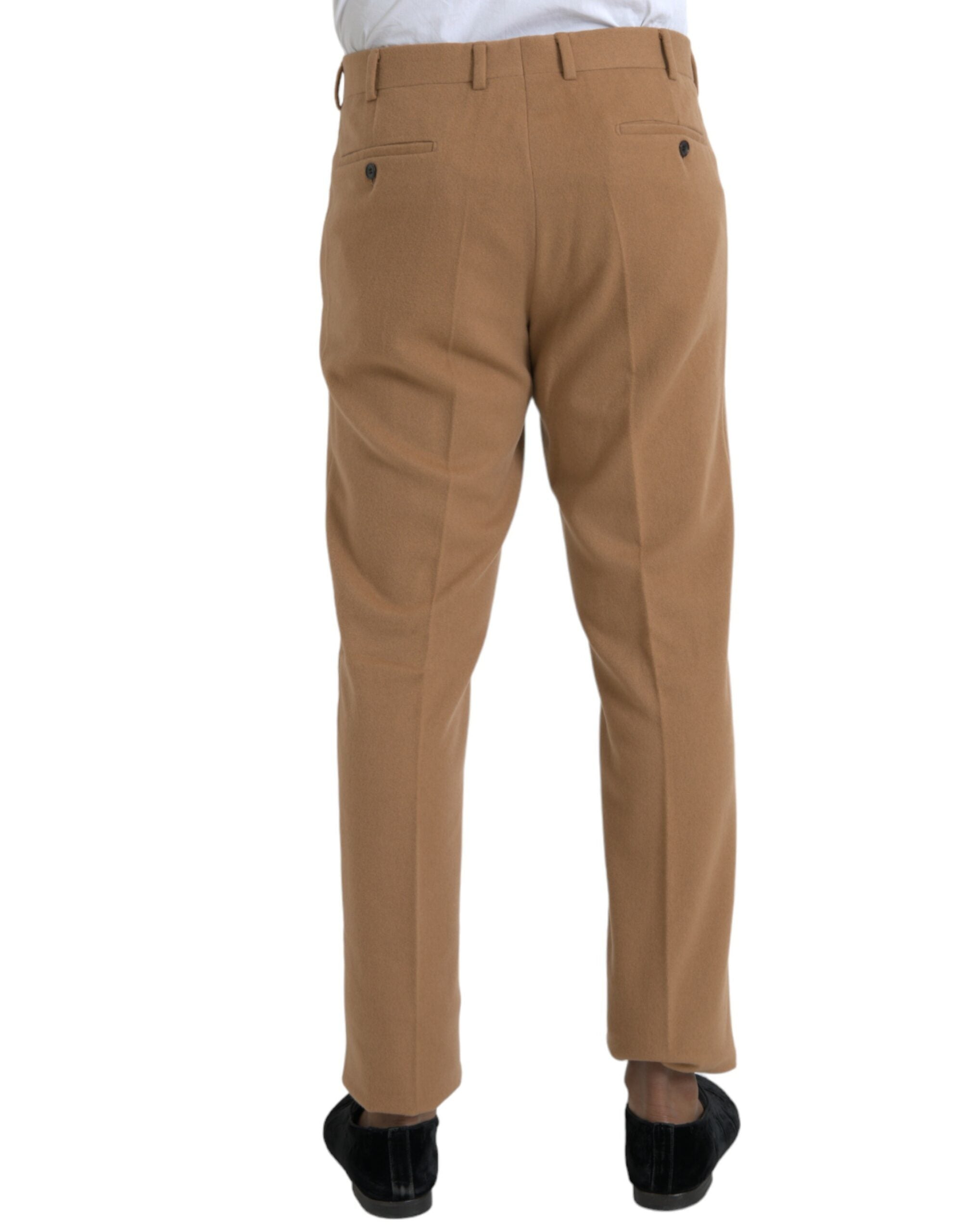 Beige kasjmier herenbroek met rechte pasvorm