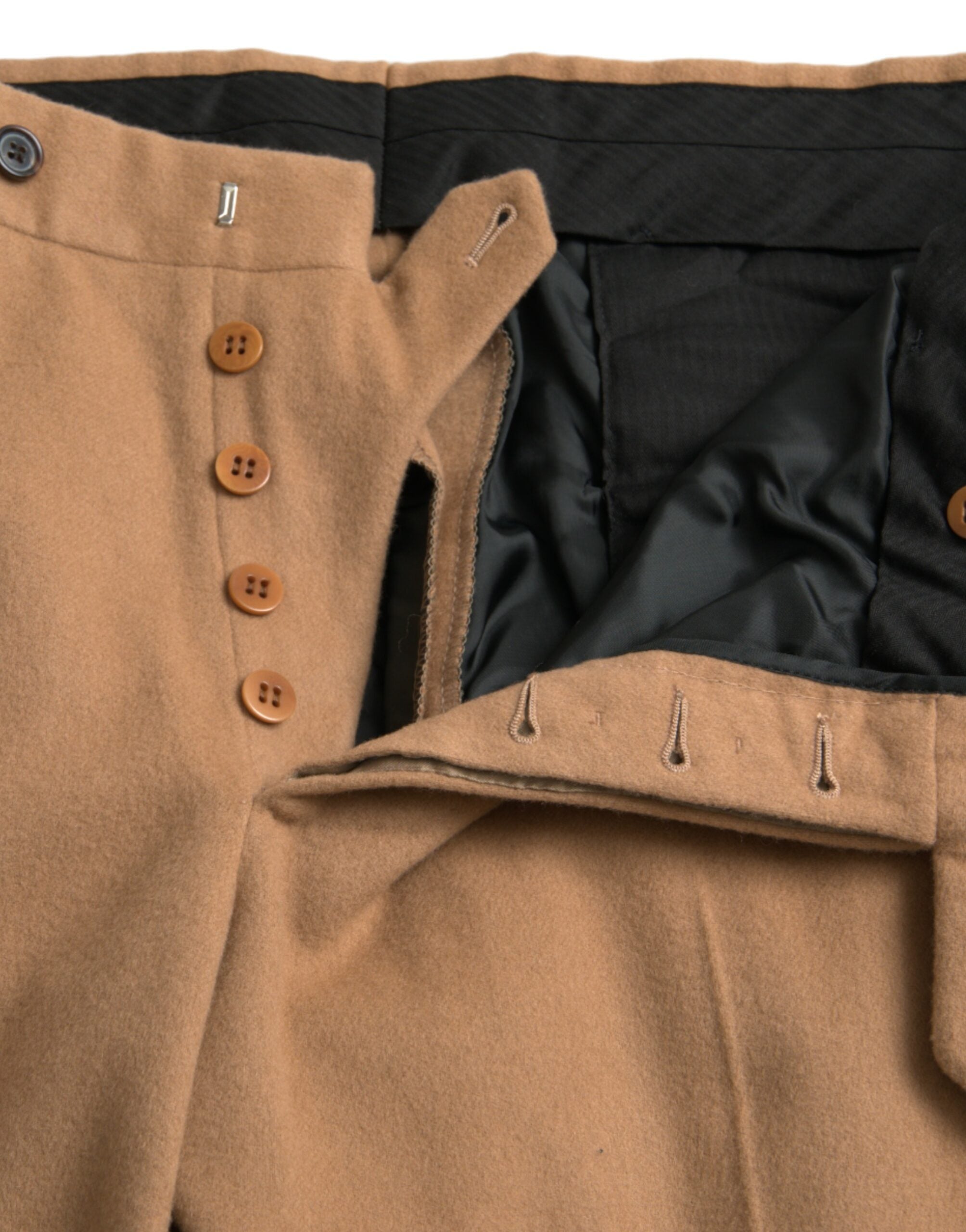 Beige kasjmier herenbroek met rechte pasvorm