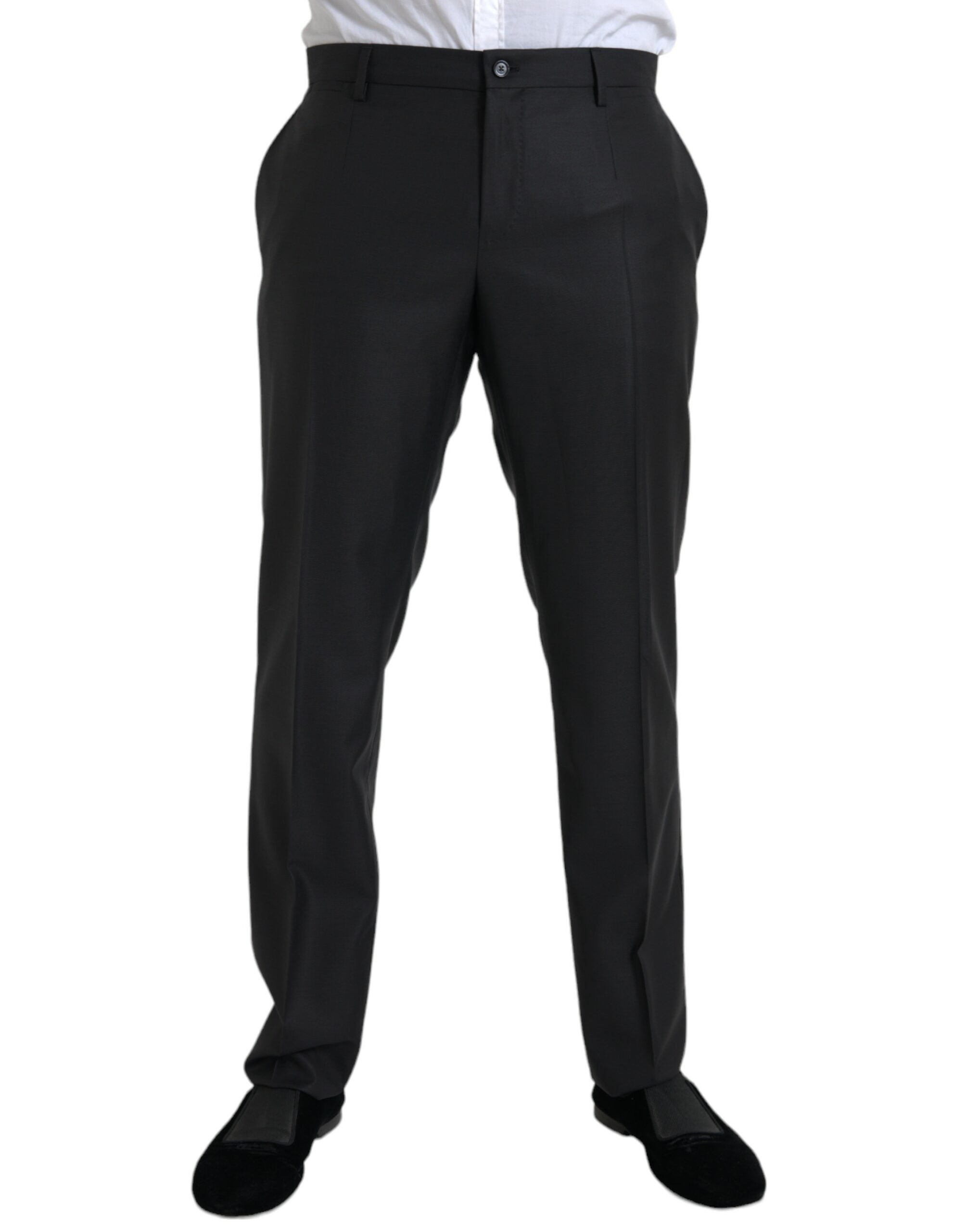 Zwarte wollen zijden skinny broek