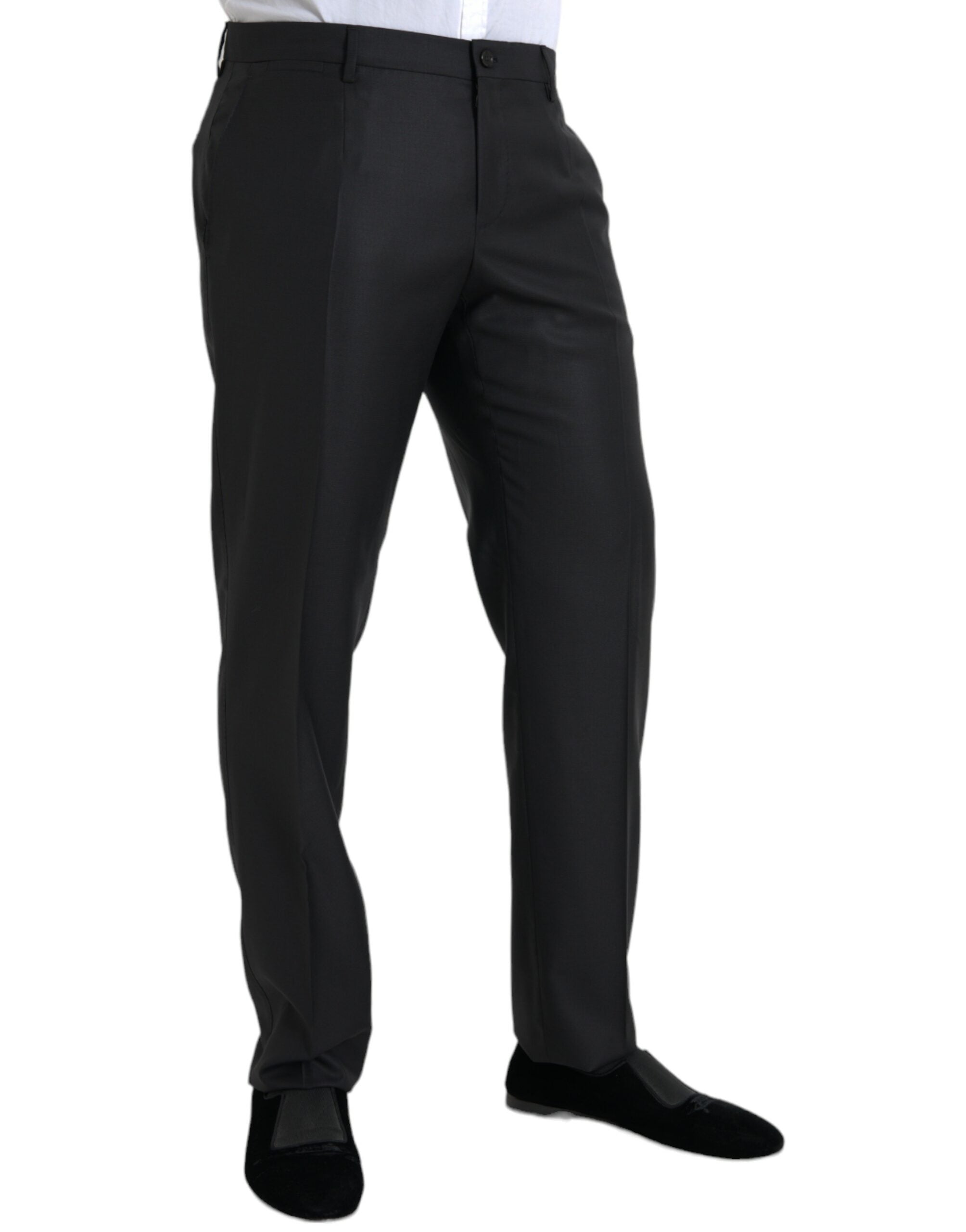 Zwarte wollen zijden skinny broek