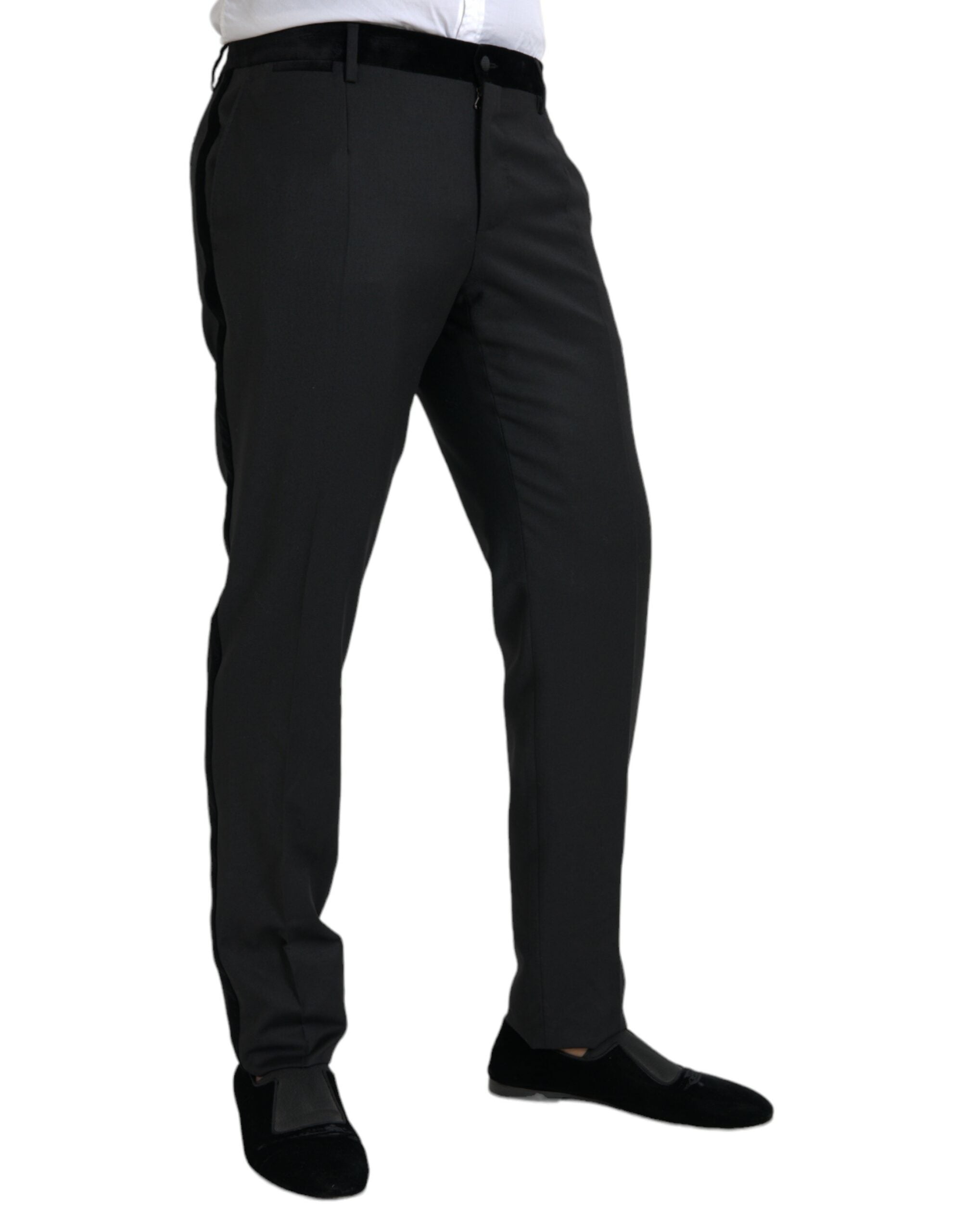 Zwarte zijden heren skinny broek