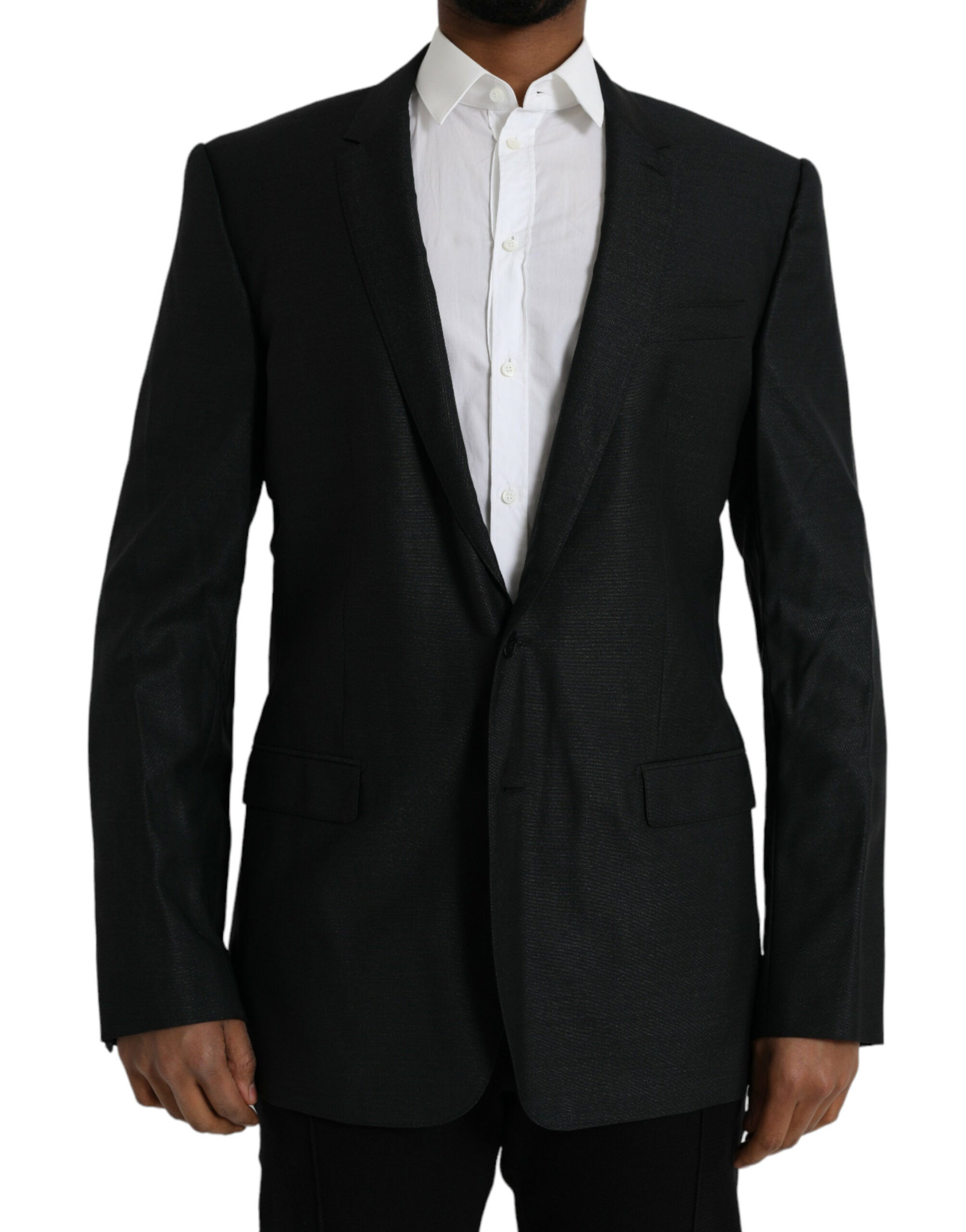 Zwarte wollen single-breasted jasblazer