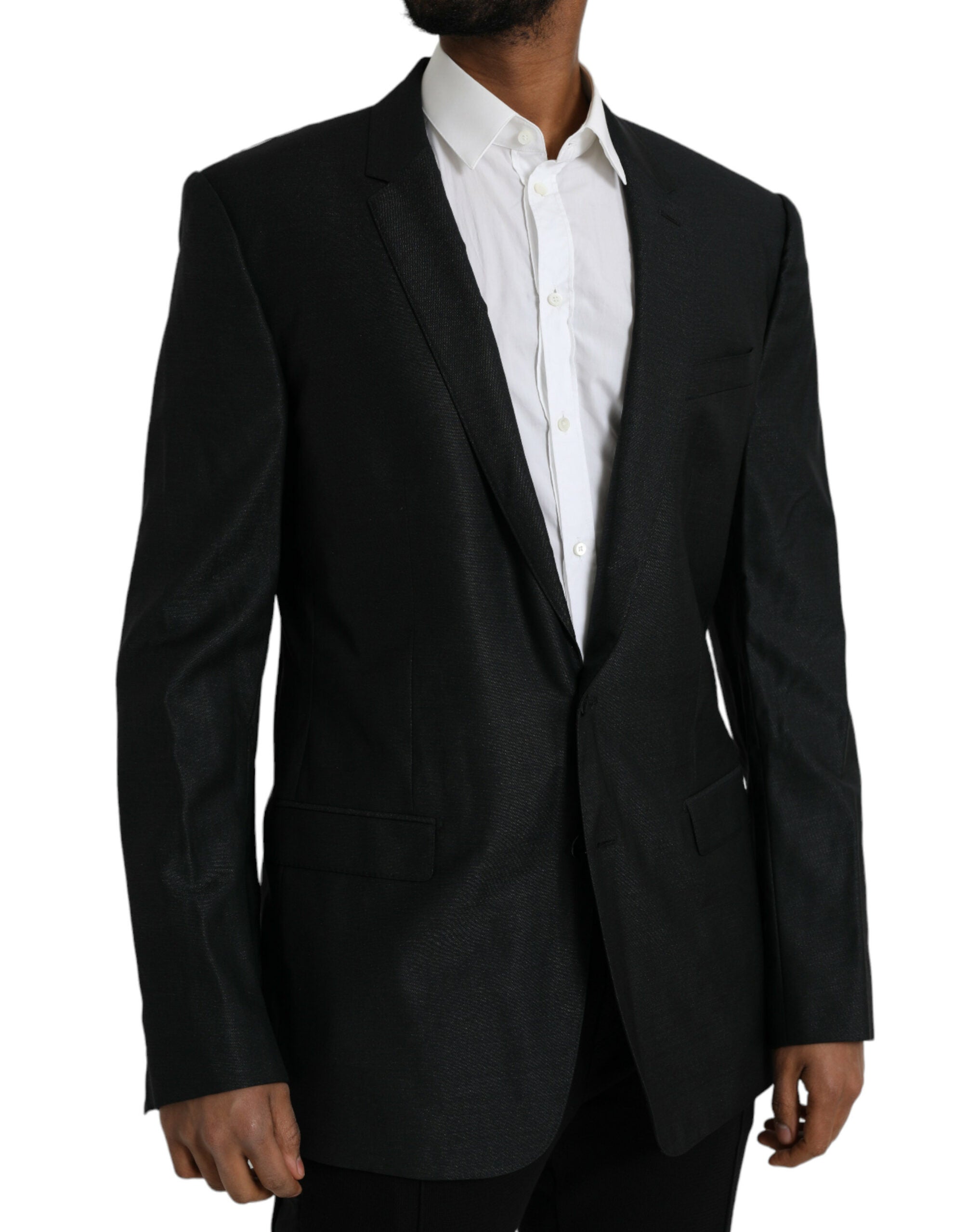Zwarte wollen single-breasted jasblazer