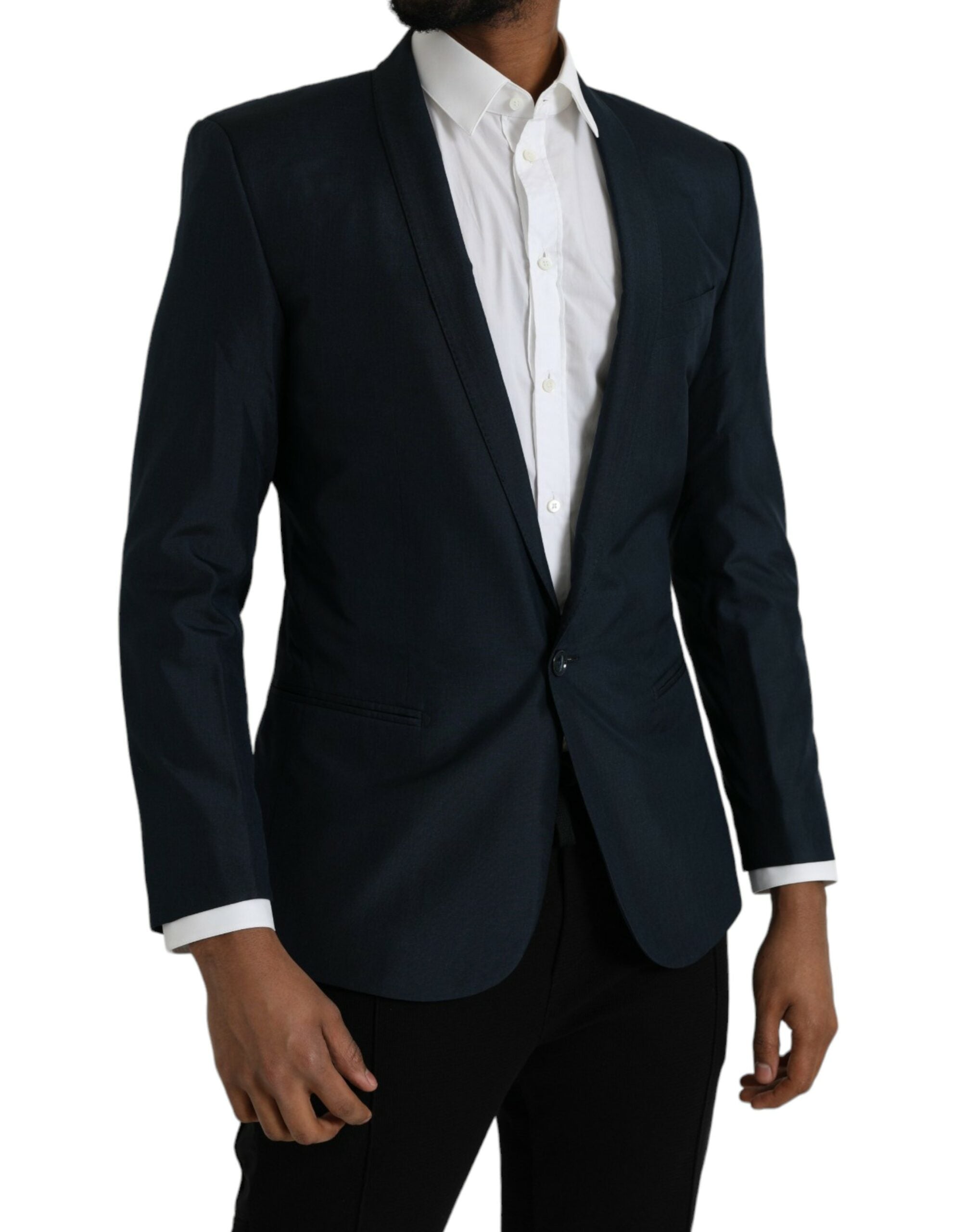 Blauwe GOUDEN Notch Single Breasted Blazer