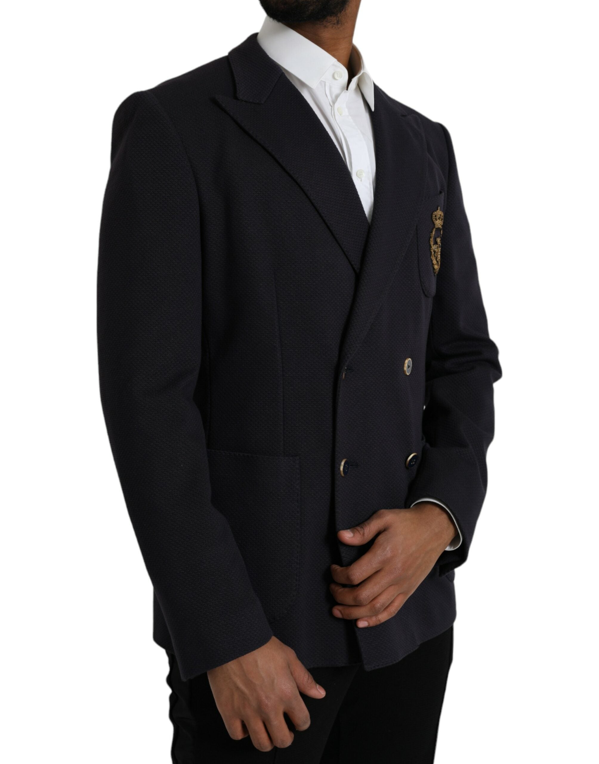 Donkerblauwe Crown Bee Double Breasted Blazer