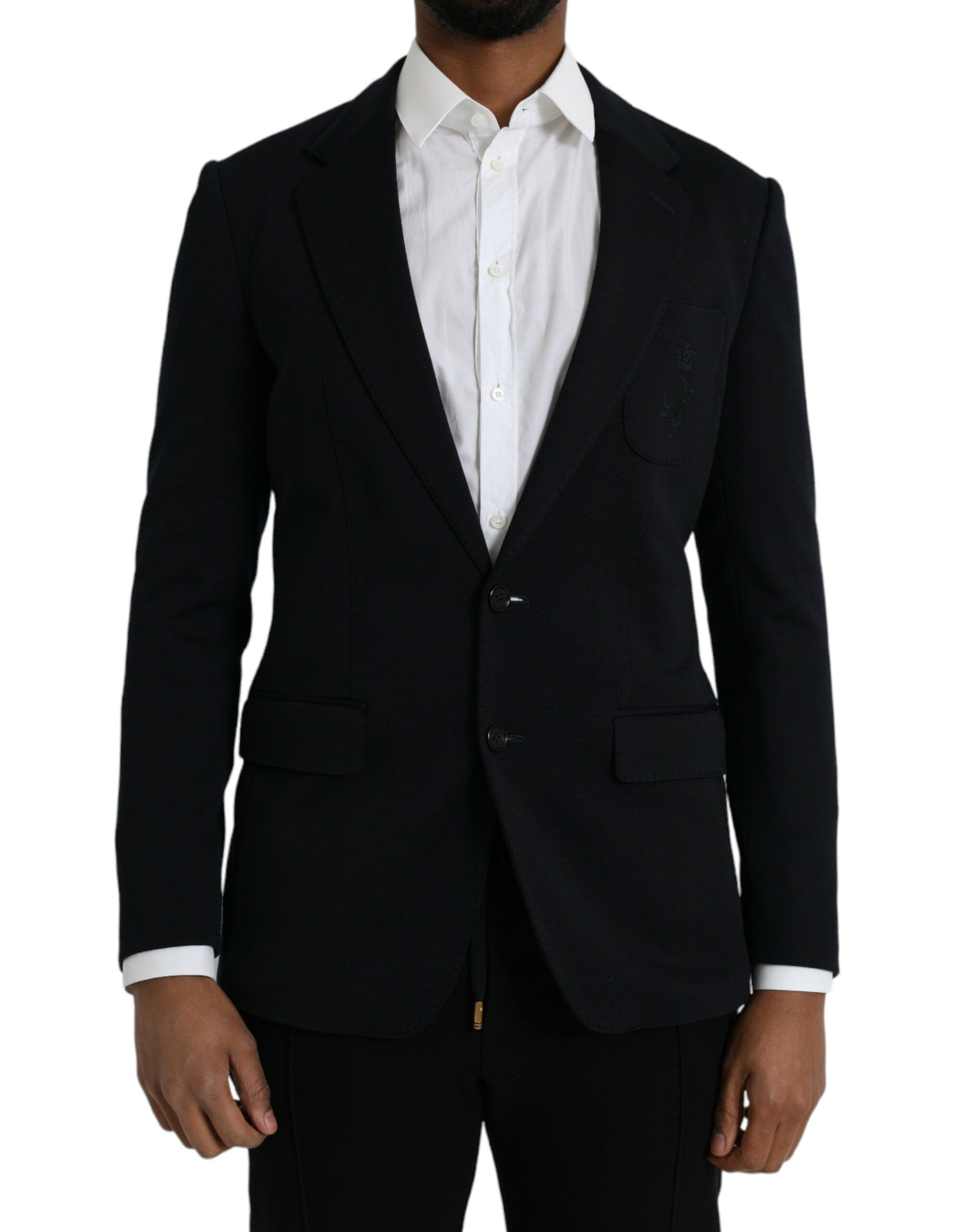 Zwarte wollen single-breasted jasblazer
