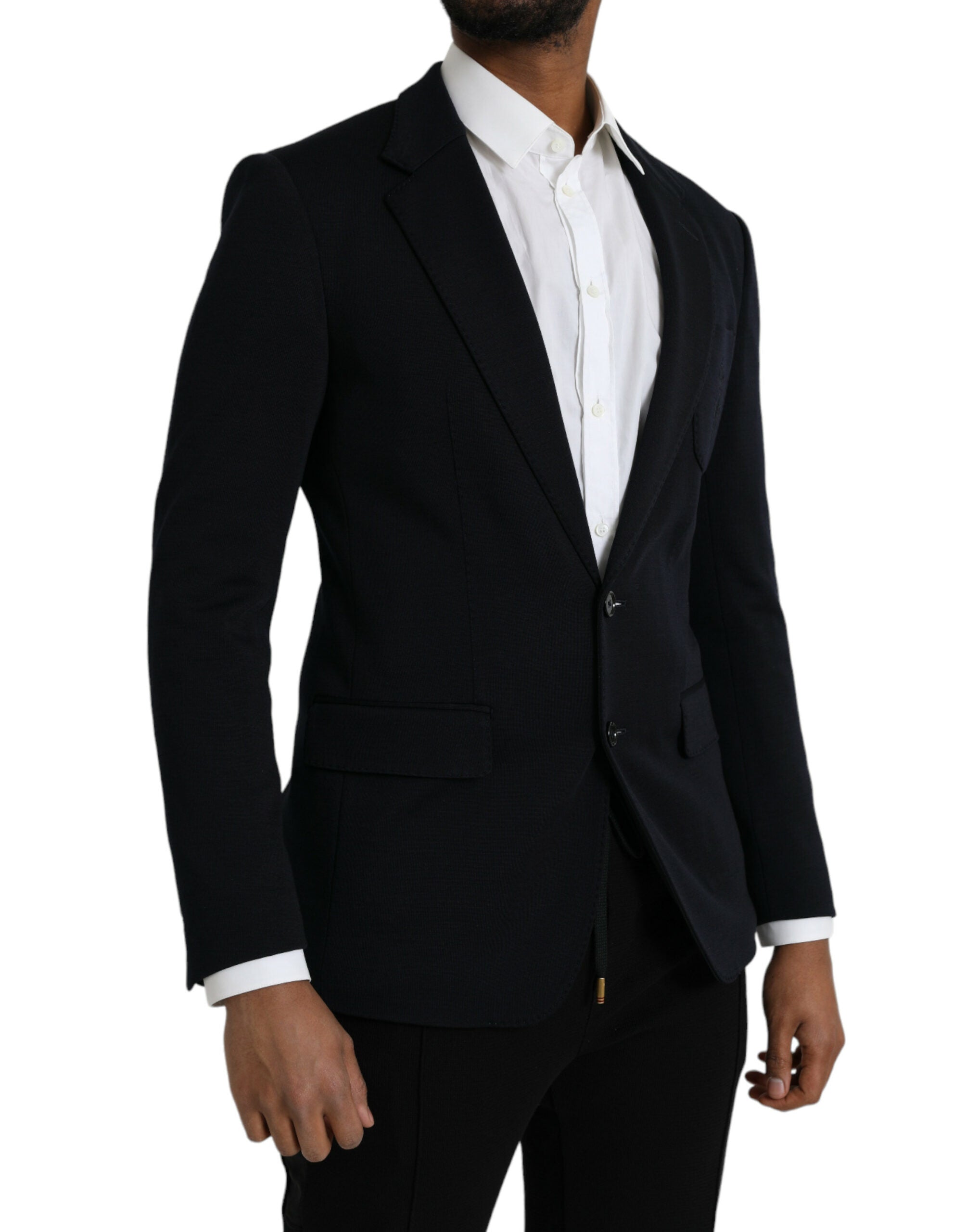 Zwarte wollen single-breasted jasblazer