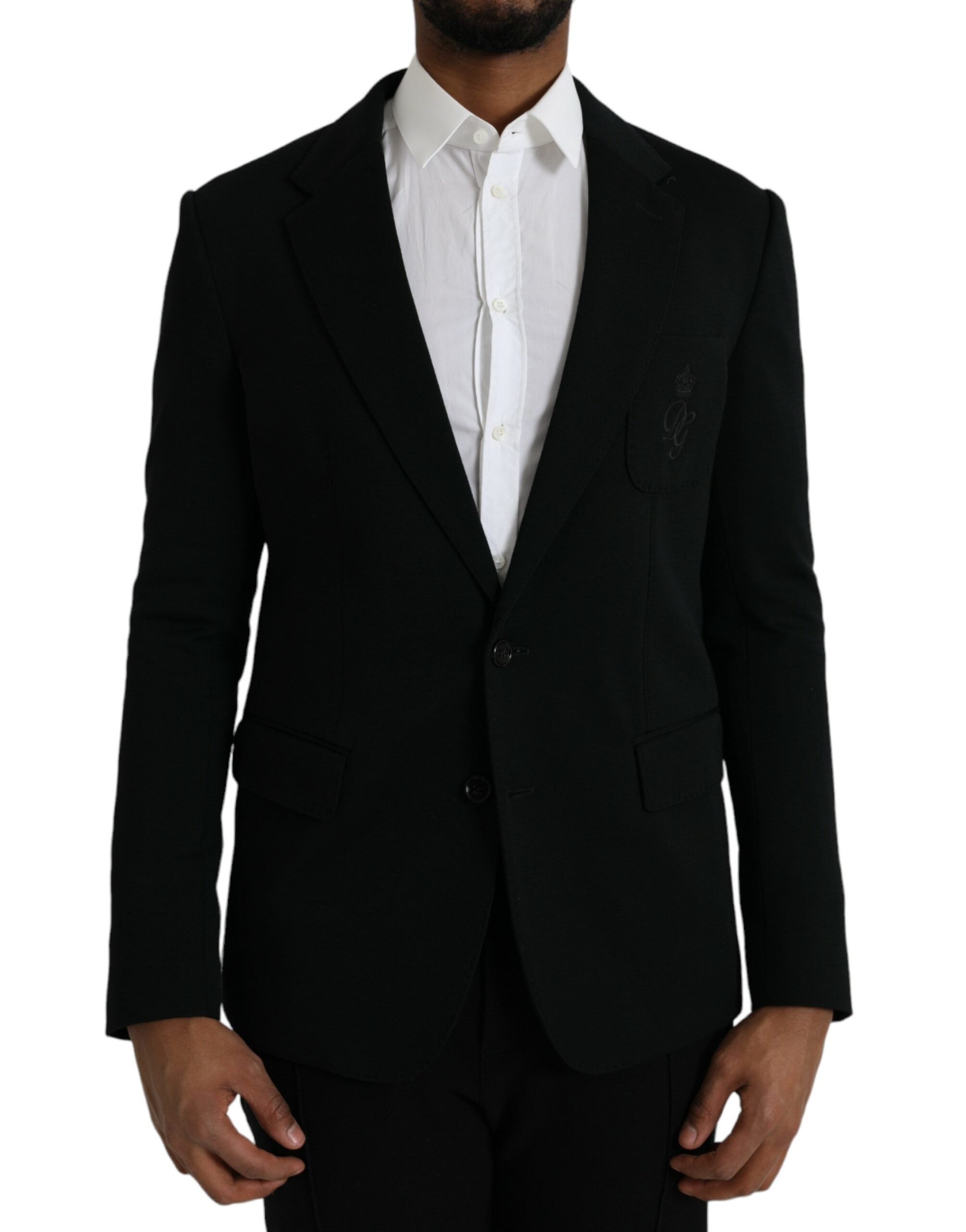 Zwarte wollen single-breasted jasblazer