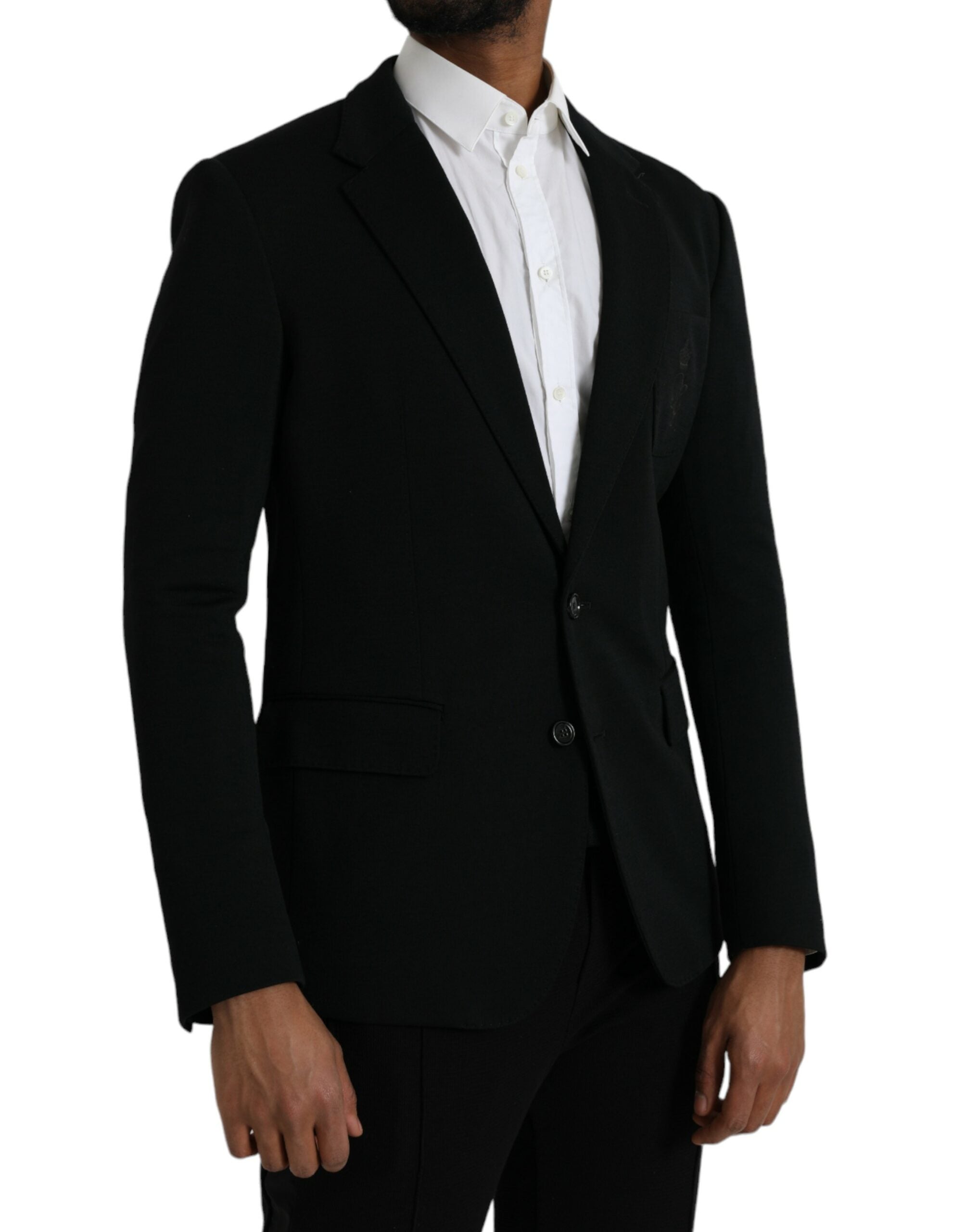 Zwarte wollen single-breasted jasblazer