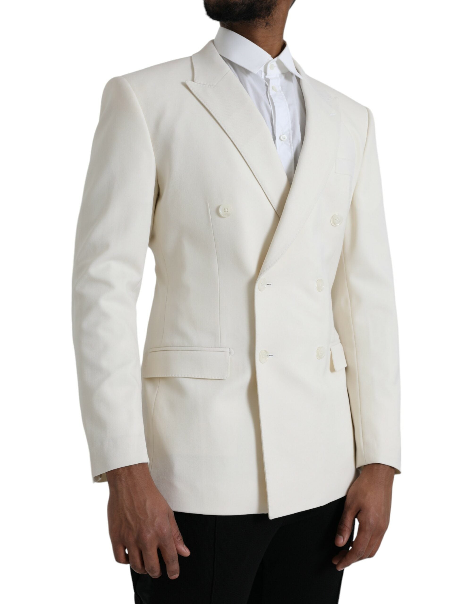 Witte wollen MARTINI dubbelrijs blazer