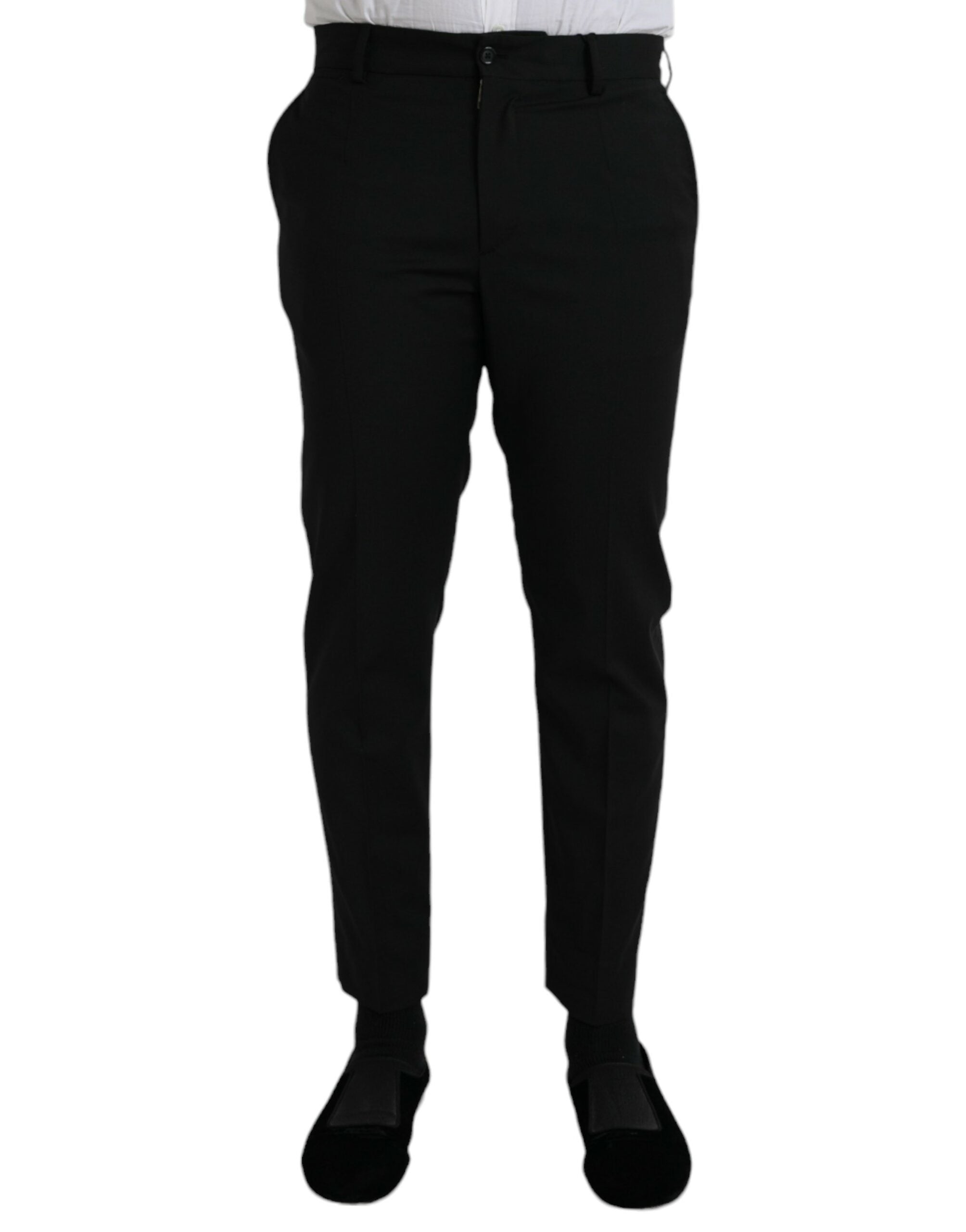 Zwarte wollen slimfit formele broek