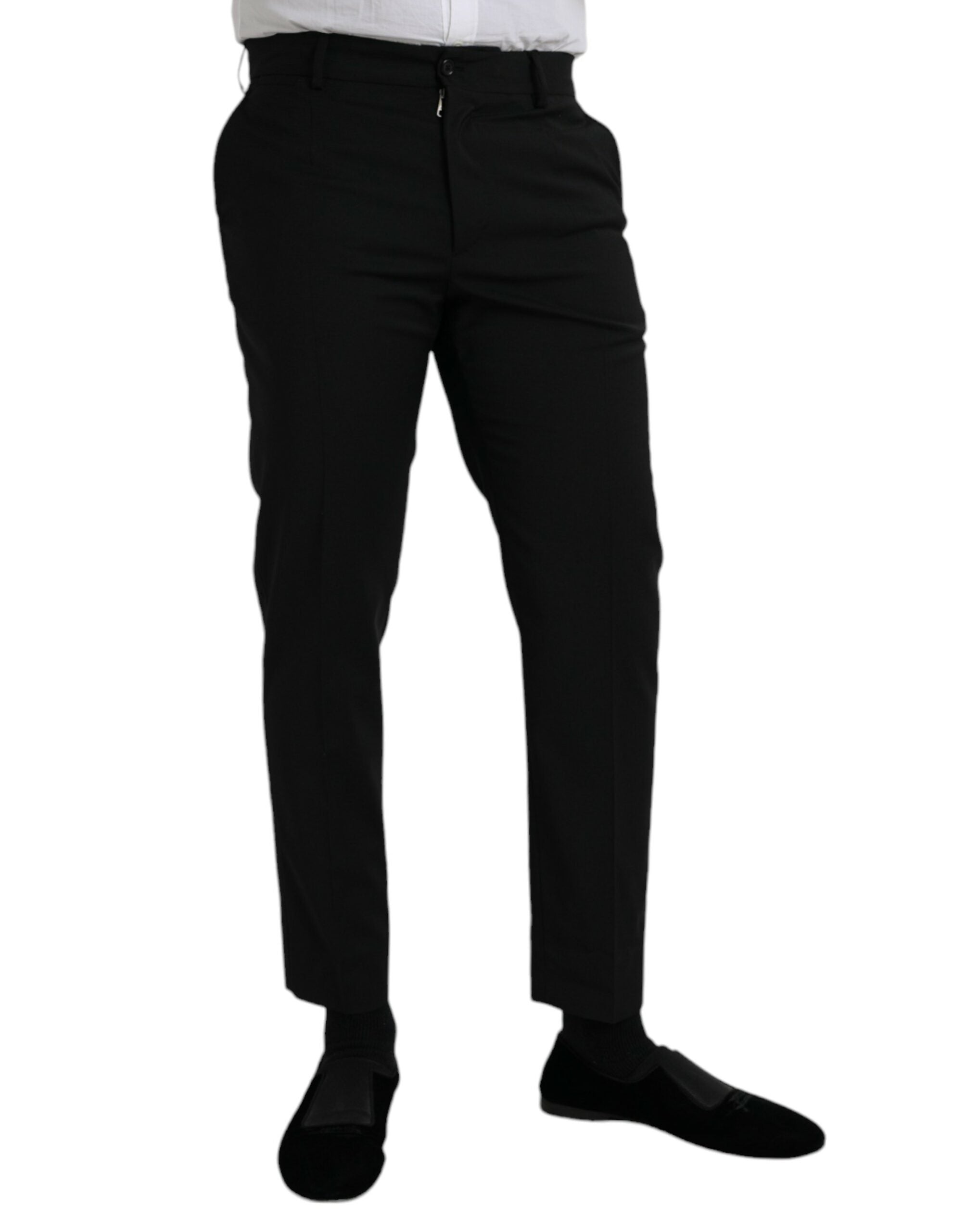 Zwarte wollen slimfit formele broek
