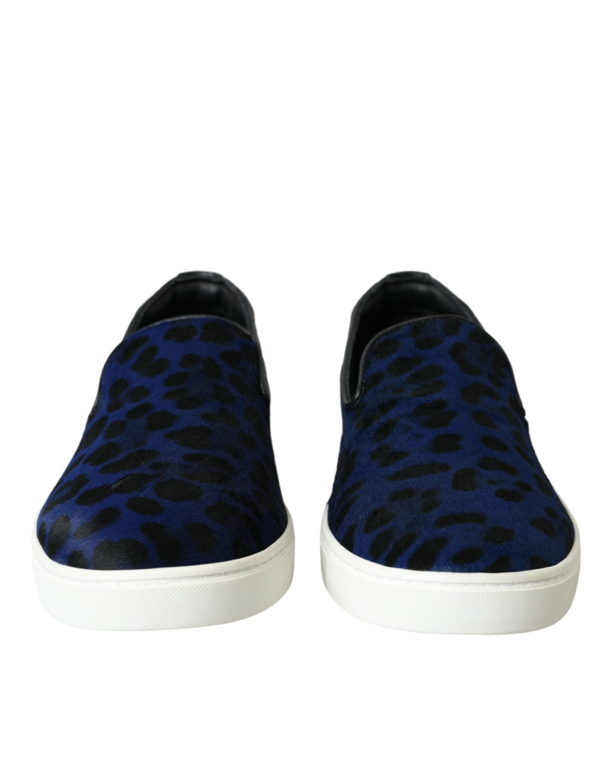 Blauwe kalfsleren luipaardprint sneakers