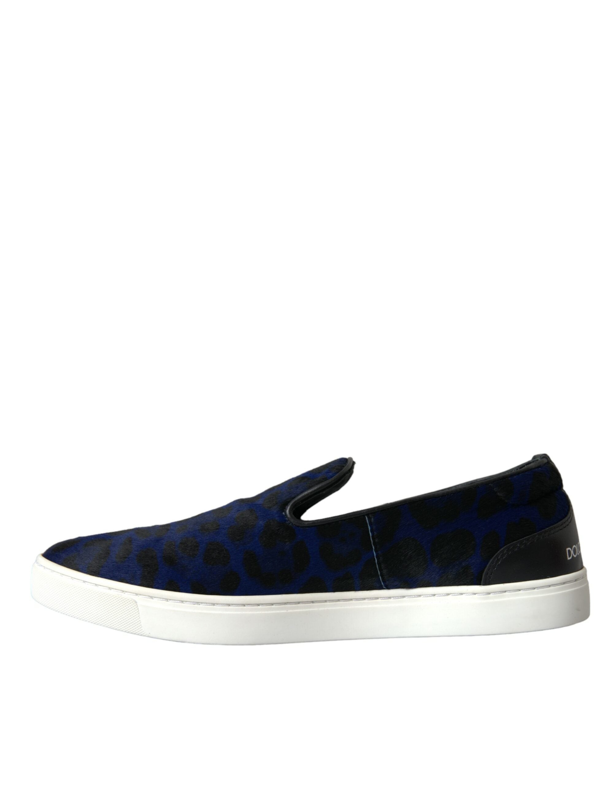 Blauwe kalfsleren luipaardprint sneakers