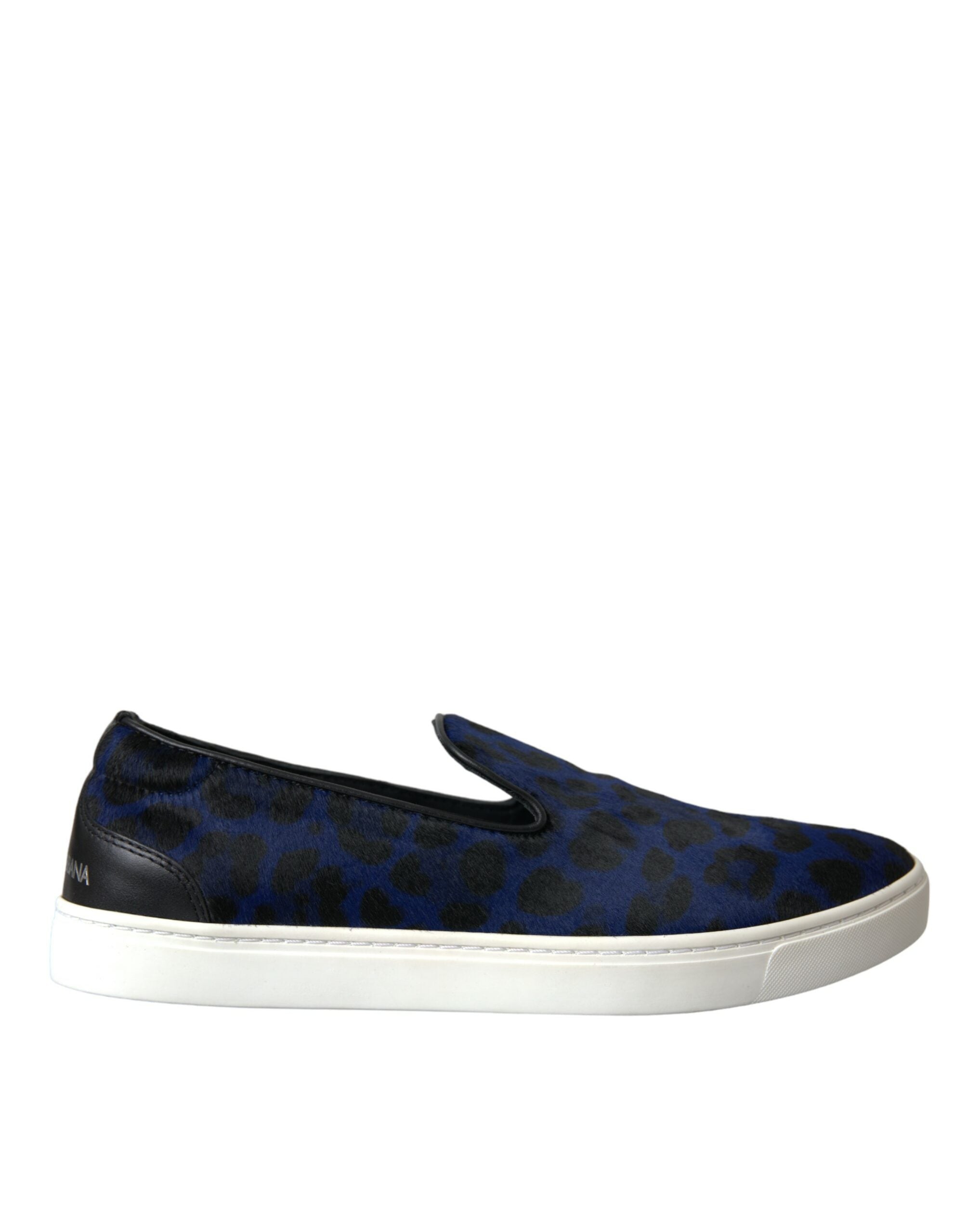 Blauwe kalfsleren luipaardprint sneakers