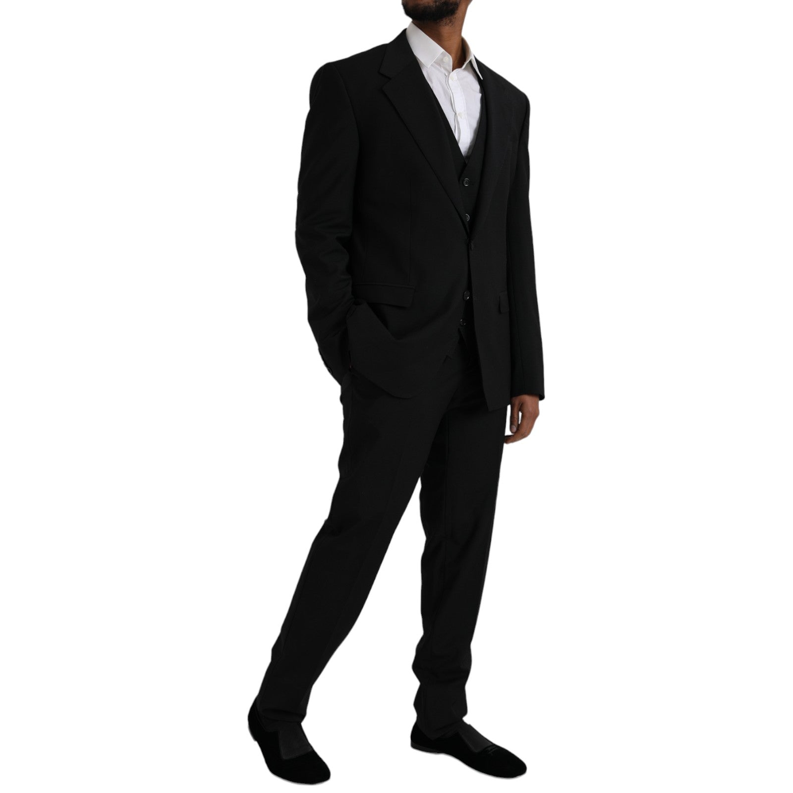 Zwart polyester STAFF formeel 3-delig pak