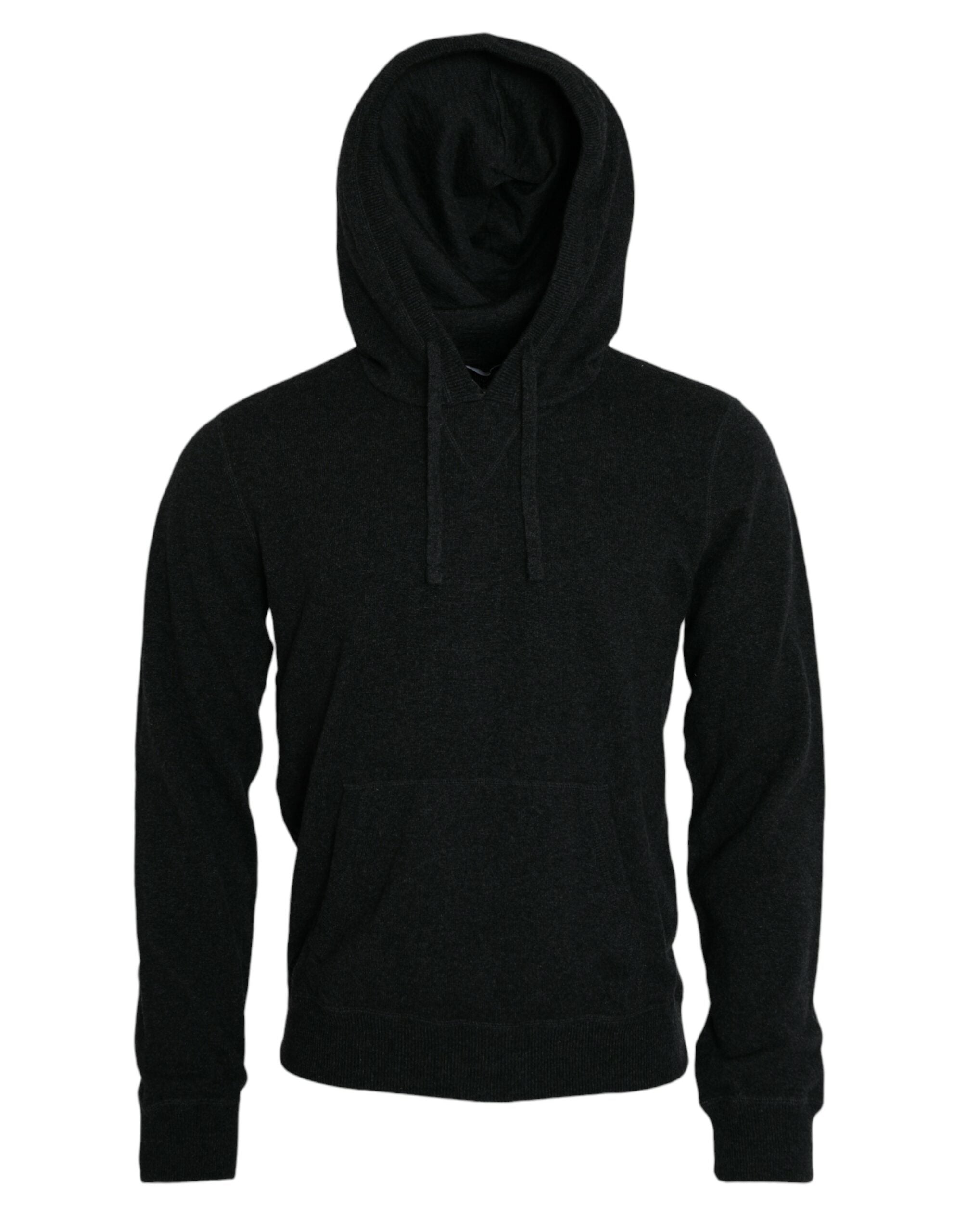 Donkergrijze kasjmier hoodie met capuchon