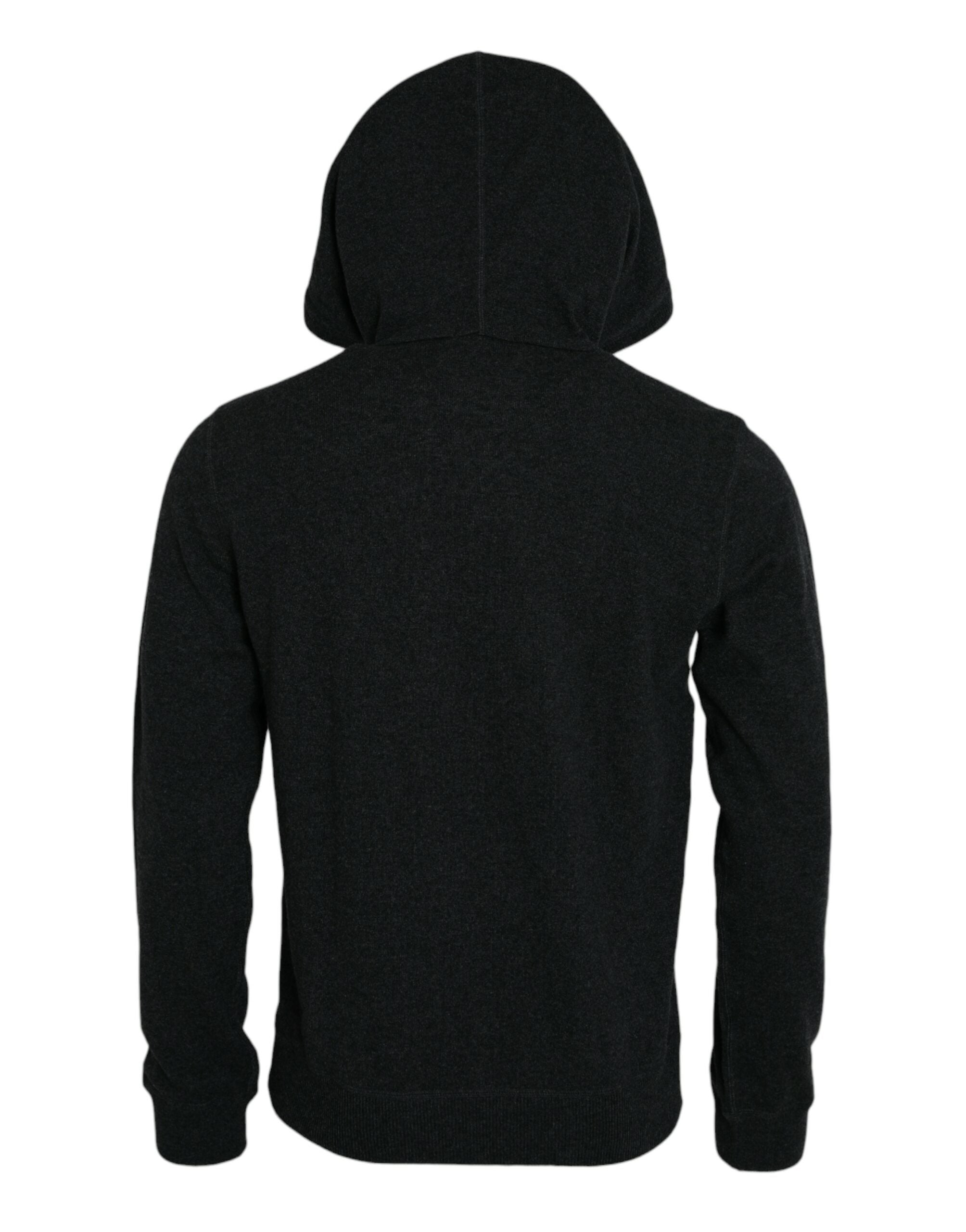 Donkergrijze kasjmier hoodie met capuchon