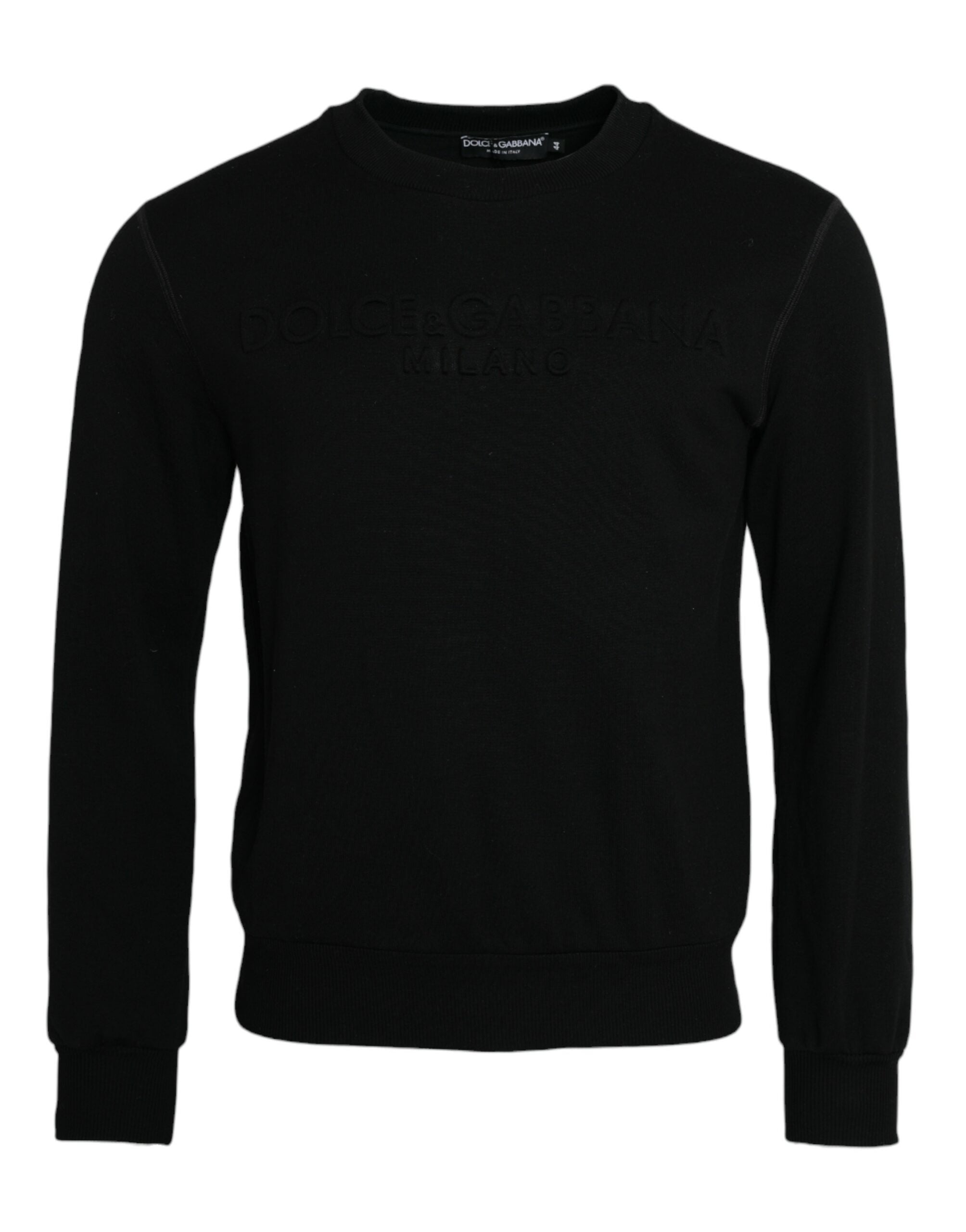 Zwarte katoenen sweatshirt met lange mouwen