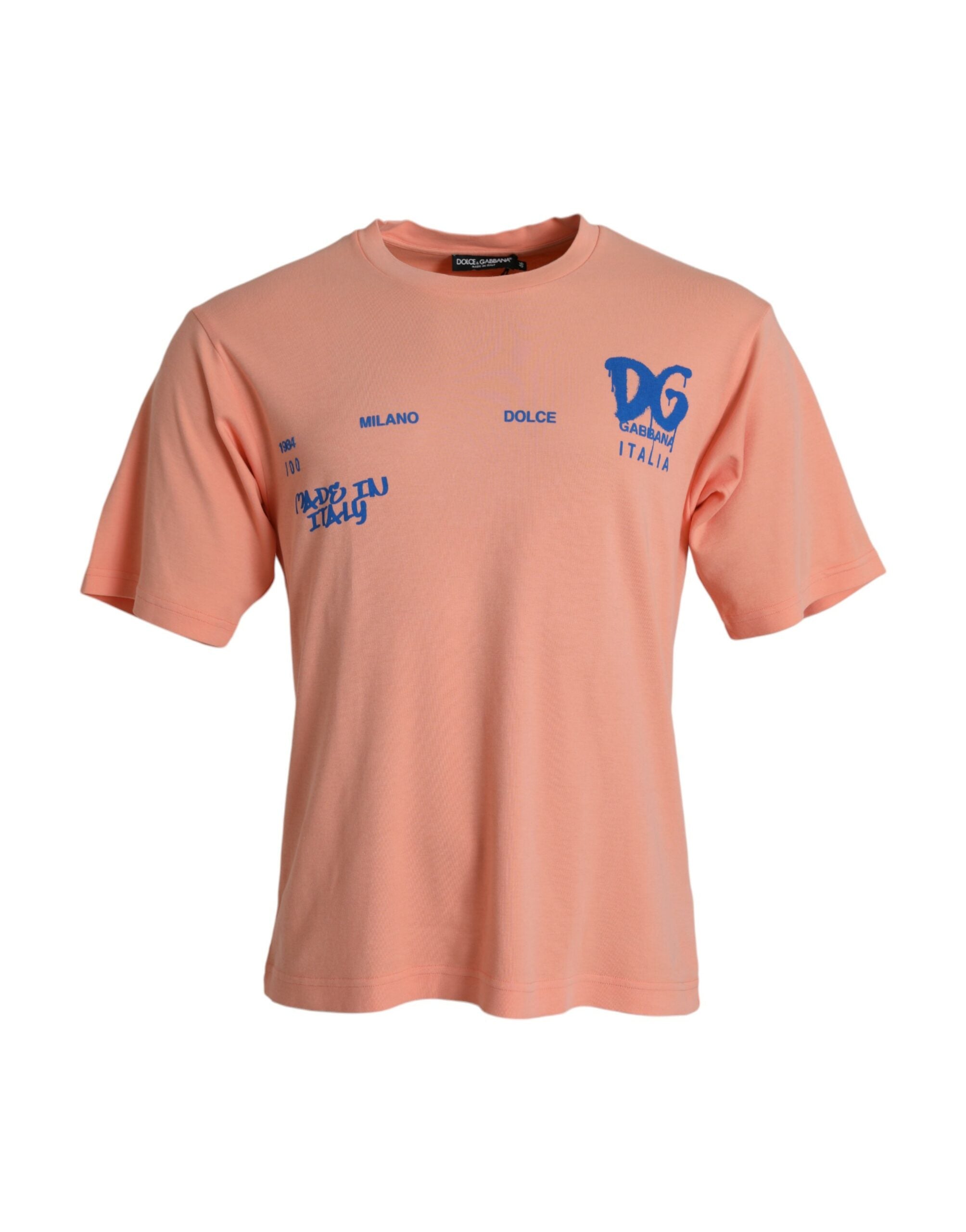 Koraal katoenen T-shirt met logoprint en korte mouwen